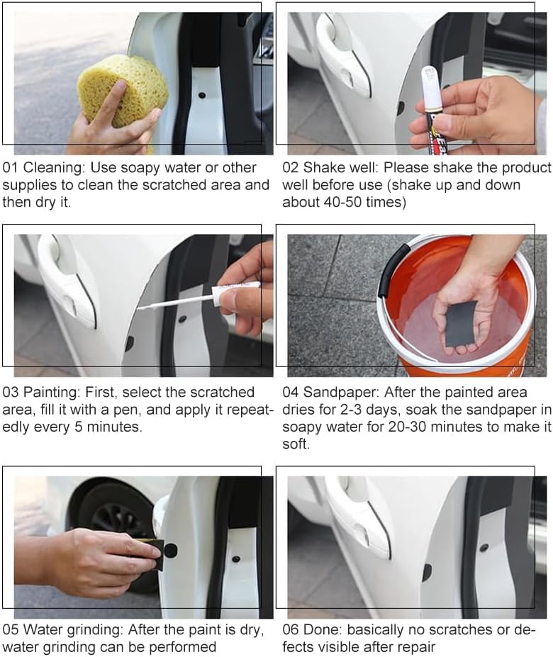 Car Scratch Remover Pen,POKYGO 3 PCS Bolígrafo Reparador, Pintura Retoque Automotriz, Restaurador de Pintura Automotriz, Lápiz de Pintura para Coche para Arañazos Menores,Cuidado del Coche (Blanco)