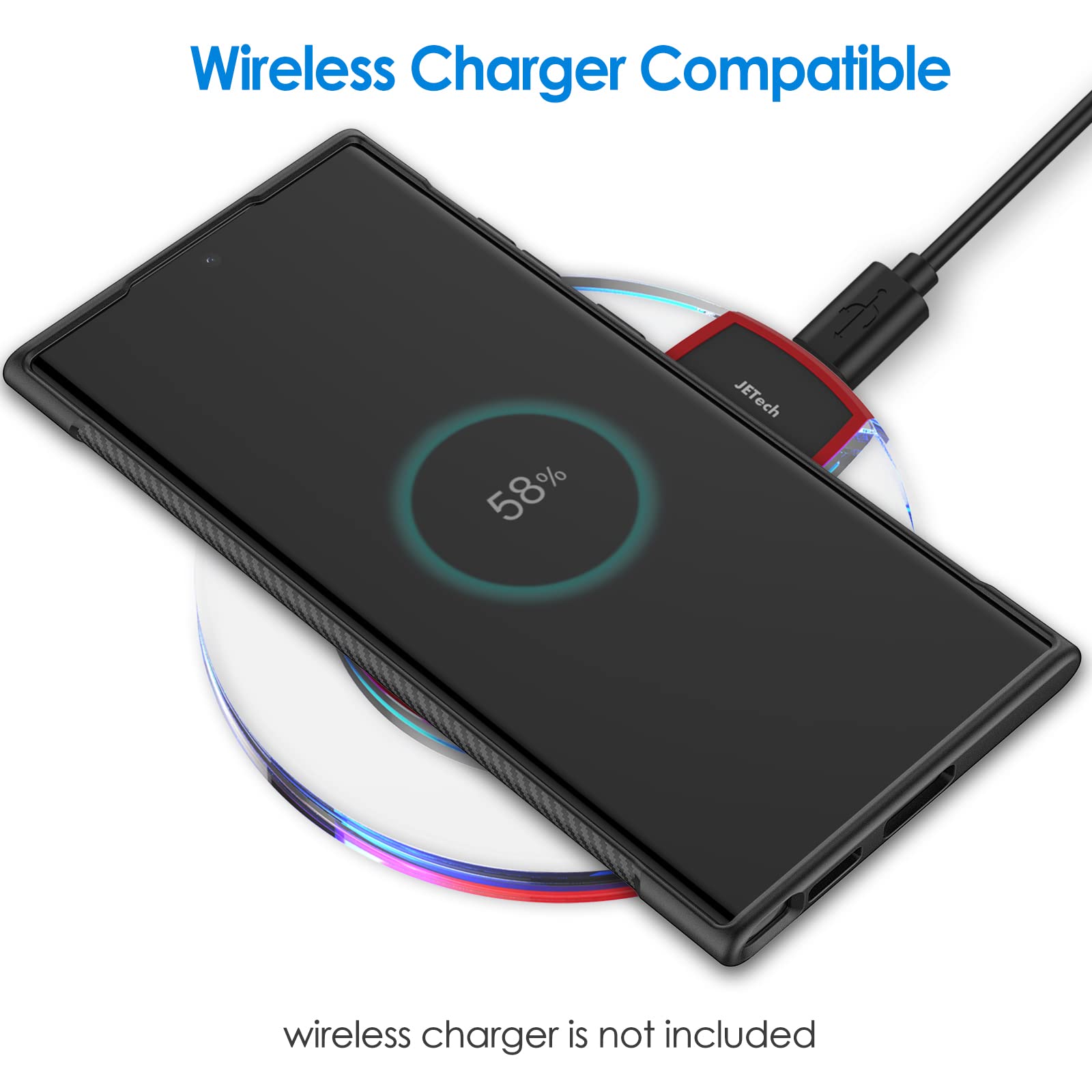 JETech Funda Fina para Samsung Galaxy S22 Ultra 5G 6,8 Pulgadas, Carcasa Delgada Teléfono con Choque-Absorción y Diseñado con Fibra de Carbono (Negro)