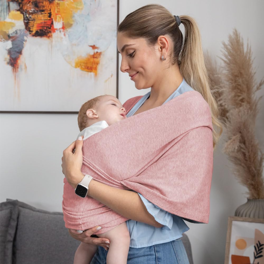 Baby Mink Fular Portabebé para Recién Nacido, Rebozo Ergonómico Suave para Cargar Bebé (Rosa Blossom)