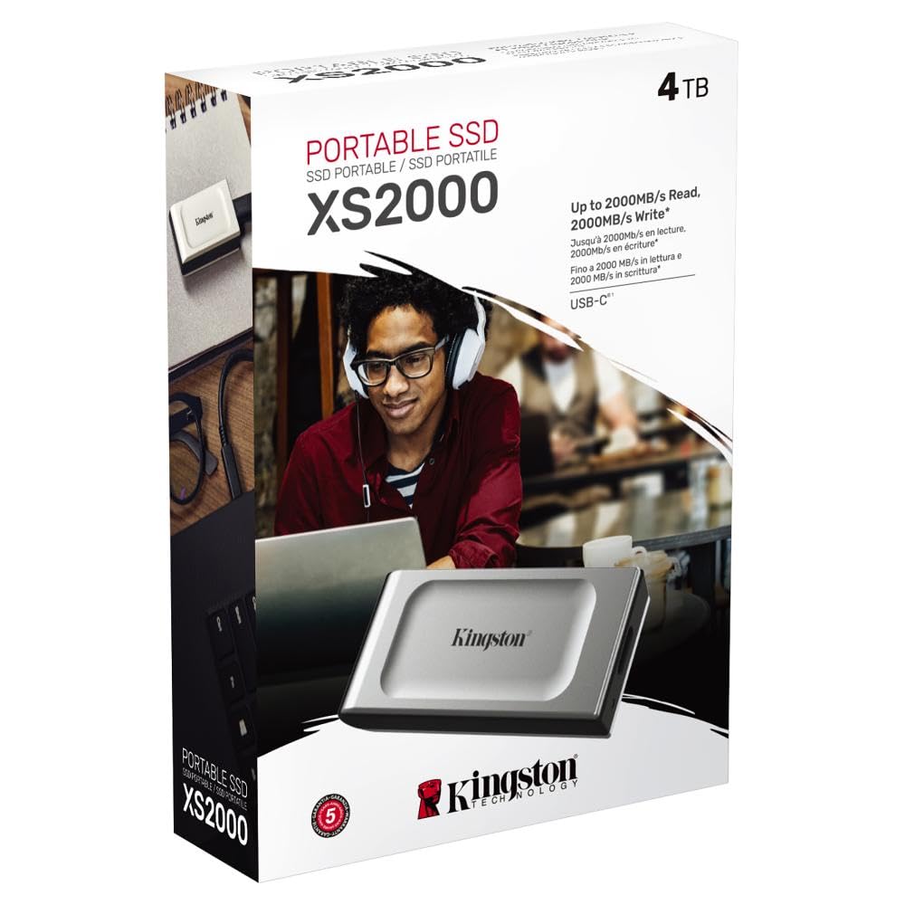 SSD Externo Kingston XS2000 4000GB USB Tipo C 3.2 Gen 2x2 alta velocidad de Lectura y Escritura
