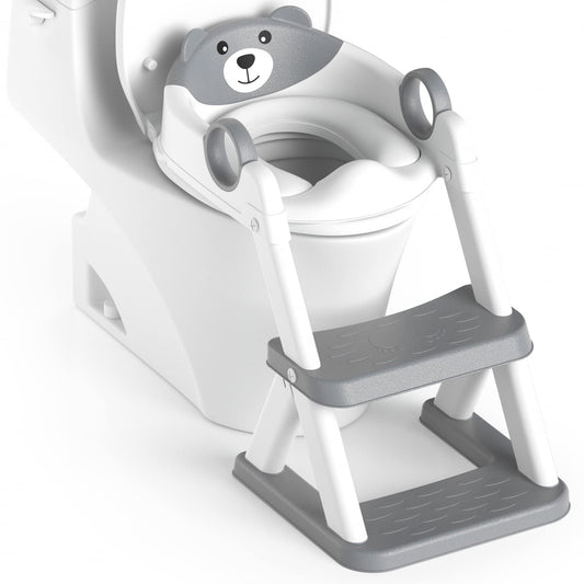 Asiento de Entrenamiento Rabb 1st Blanco Mejorado con Protector de Salpicaduras y Taburete Antideslizante para Niños y Niñas