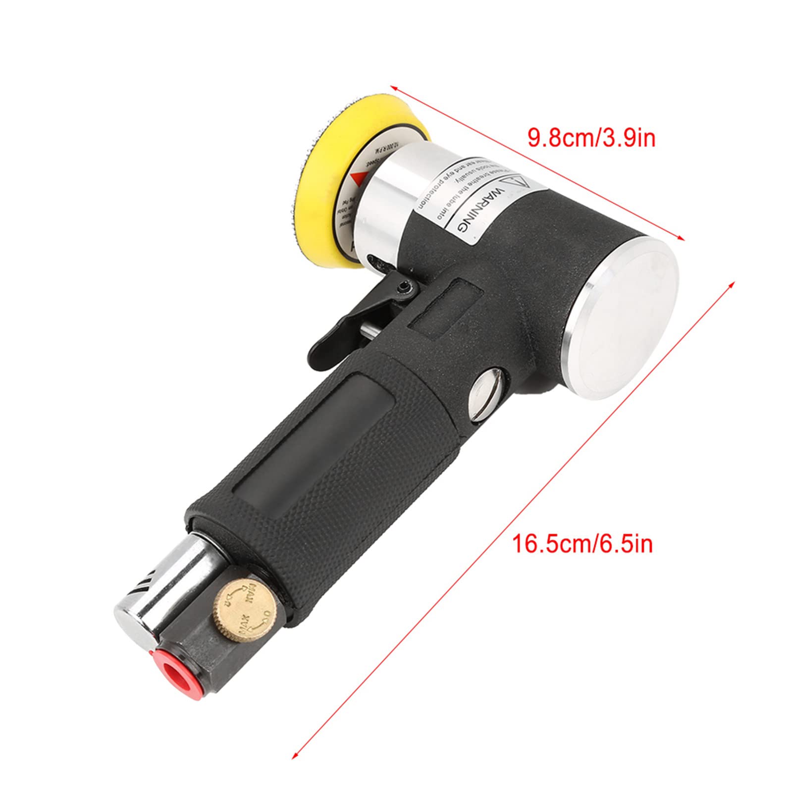 Lijadora de ángulo de Aire Mini Lijadora de ángulo de Aire Orbital Aleatoria 90 ° Pulidora Neumática y Almohadillas de Lijado de 2 Pulgadas y 3 Pulgadas