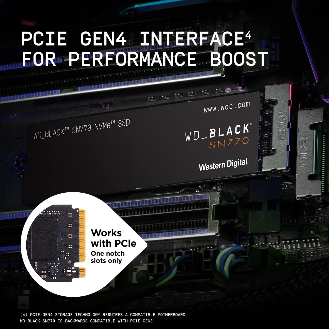 WD_BLACK - Unidad de Estado sólido SSD Interna para Juegos SN770 NVMe de 2 TB, PCIe Gen4, M.2 2280, hasta 5150 MB/s, WDS200T3X0E