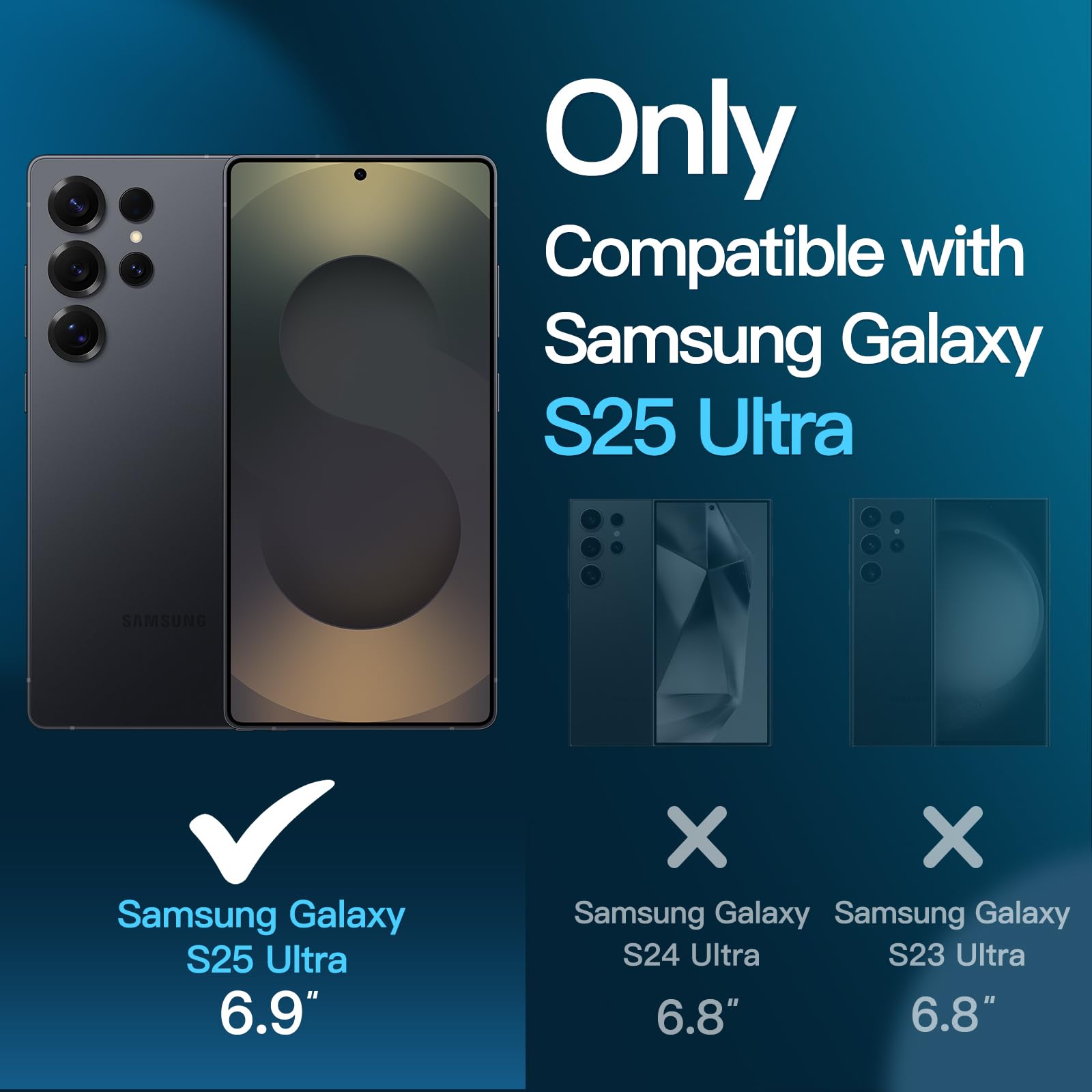 JETech 5 en 1 Funda para Samsung Galaxy S25 Ultra 5G con 2 Protector Pantalla Mica Cristal Vidrio Templado y 2 Protector Lente Cámara, Carcasa Anti-Amarillo Antigolpes (Negro Titanio)