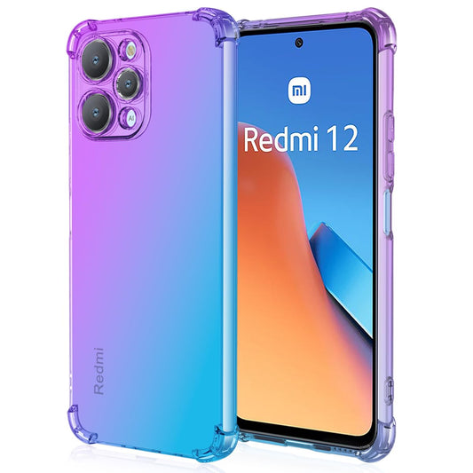 DABUNA Funda para Mi Xiaomi Redmi 12 Case Uso Rudo,Transparente Colores Degradados Protectora de Cámara Anticaída Carcasa Bumper(Púrpura Azul)