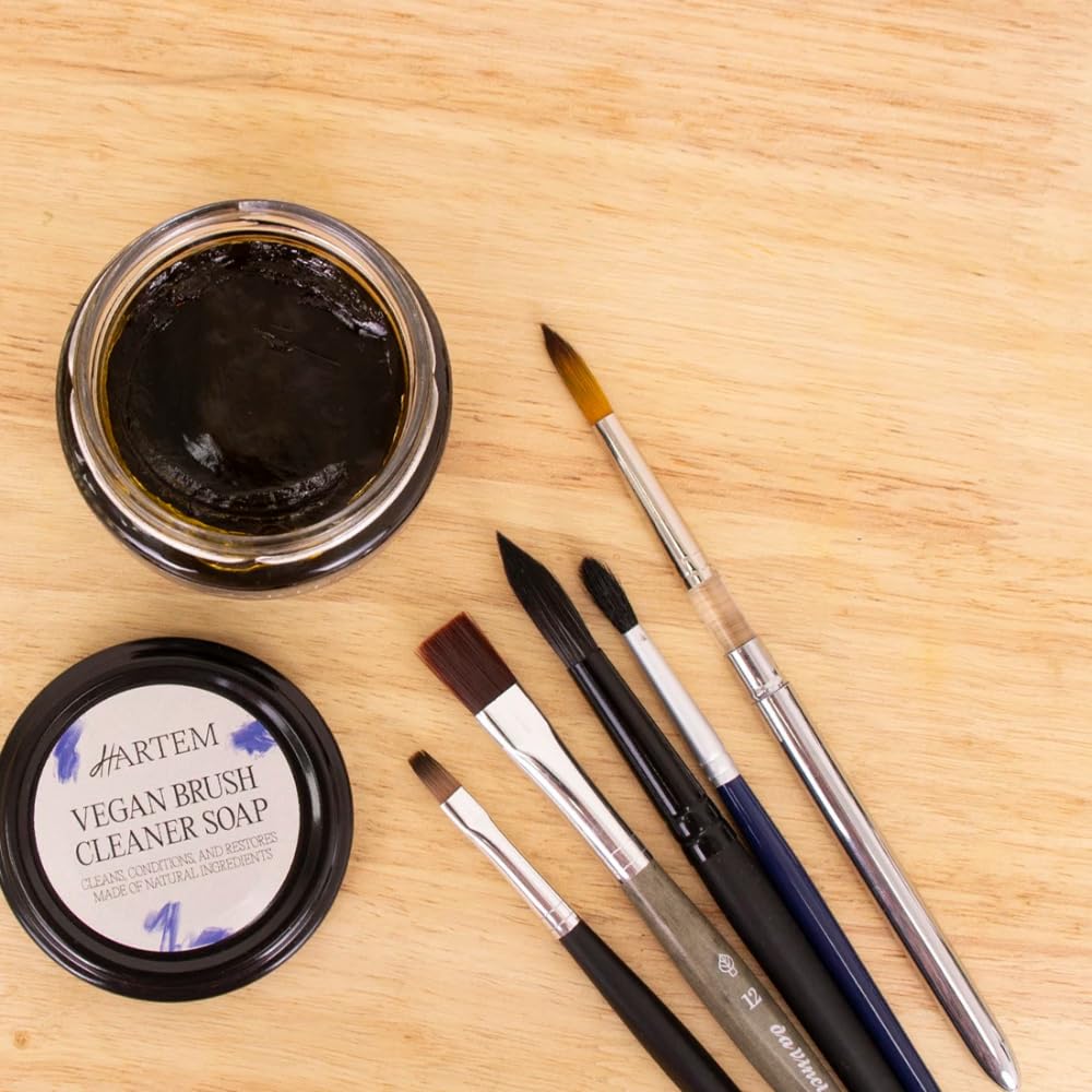 Hartem - Jabón y acondicionador Limpiador en Crema Vegano para Pinceles de Maquillaje y Arte, Limpieza Profunda y restauración con aceites Vegetales para Proteger Tus Pinceles, 100