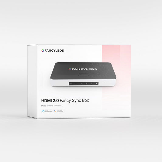 Fancy LEDs Fancy LED Fancy Sync Box - Caja de sincronización de retroiluminación ambiental para TV, HDMI 2.0, todos los tamaños de TV (44 a 55 pulgadas)