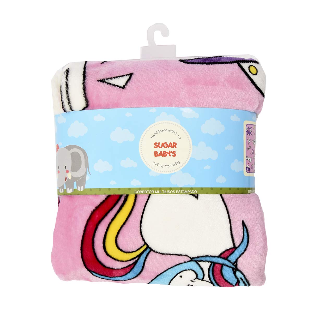 Cobija para bebe niña, calientita con forro de borrega, 1 M X 1.13 M. (Lila)