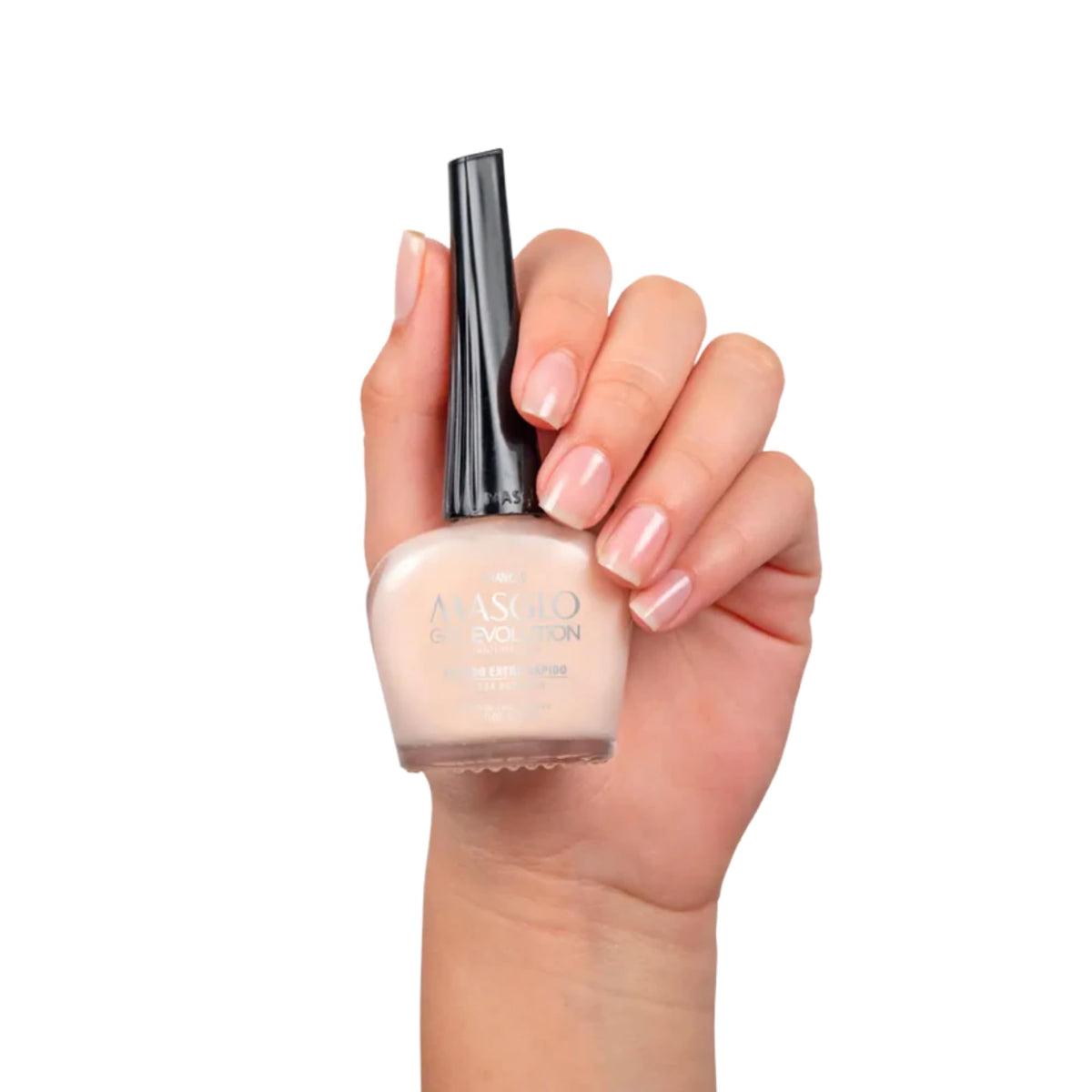 MASGLO- GEL EVOLUTION Esmalte de Uñas Efecto Gel, Sin Lámpara UV/Led, Duración Hasta 12 días,Tono-TIZA. (FRANCÉS)