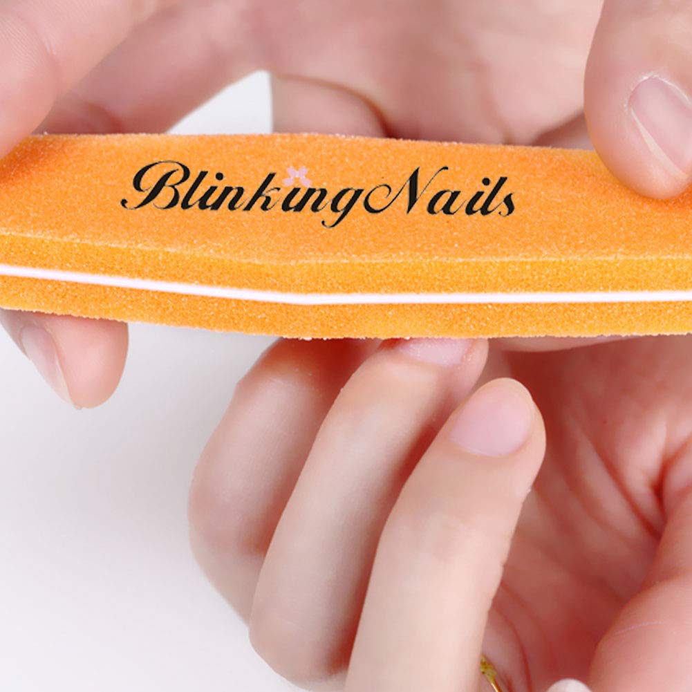 BlinkingNails Nail Buffer Block for Nail Art Care, Bloque de uñas de Cuidado de uñas, Sponge Nail Files, Lima de uñas Esponjosa, Double Sides Design 100/180 Grit, Doble Cara, Diseño de Grano 100/180, Buffer for Acrylic Nails, Tampón Acrílico para uñas, Pr