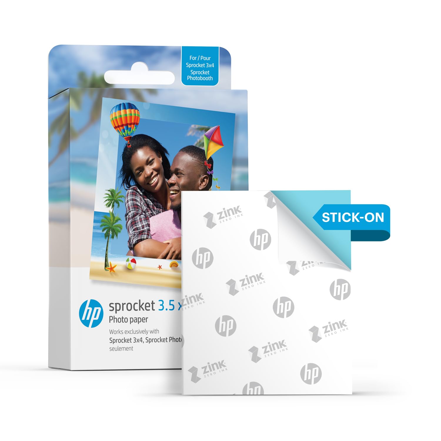 HP Sprocket 3.5 x 4.25” Zink Sticky-Backed Photo Paper (50 Pack) Compatible with HP Sprocket 3x4 Photo Printer