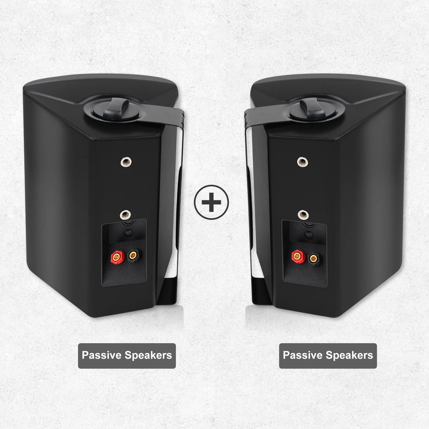 Herdio - Altavoces de Pared para Patio Interior y Exterior de 5.25 Pulgadas, 200 W, Sistema de Montaje en Pared para Todo Tipo de Clima, un par, Negro
