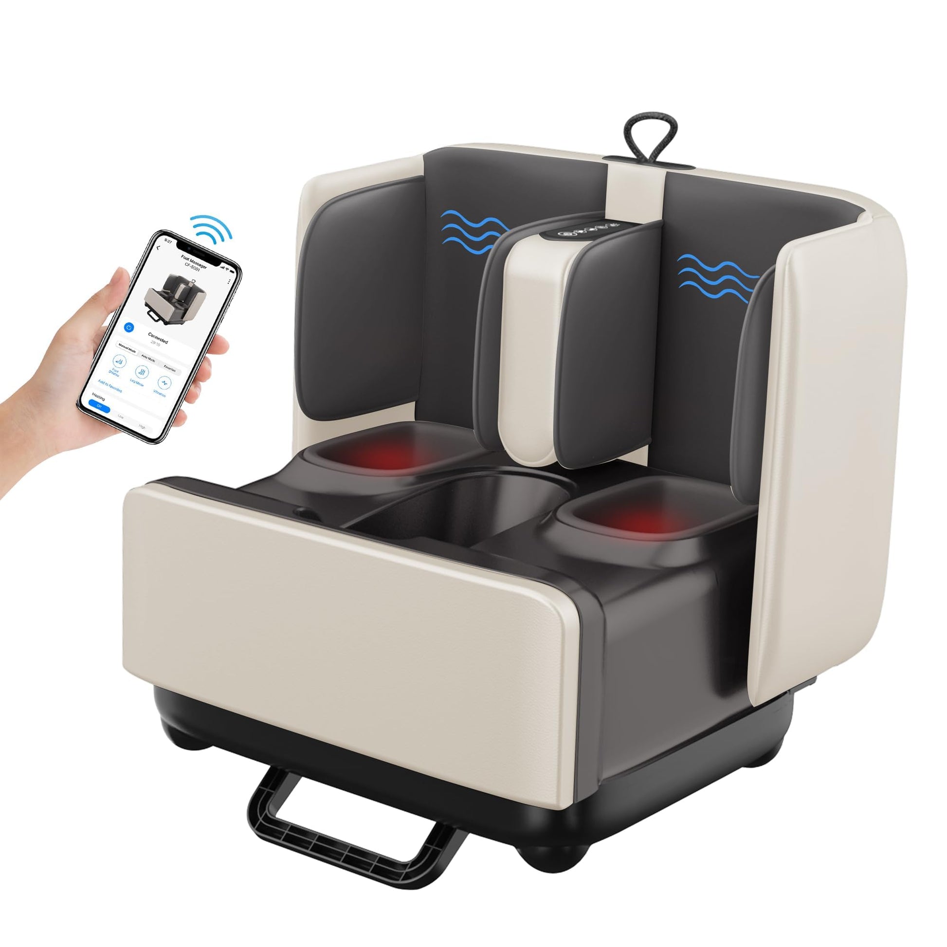 COMFIER Masajeador de pies Shiatsu 2 en 1 y reposapiés, masajeador de pies y pantorrillas con control de aplicación, masajeador de pies con calefacción, masajeador de pantorrillas para aliviar el dol