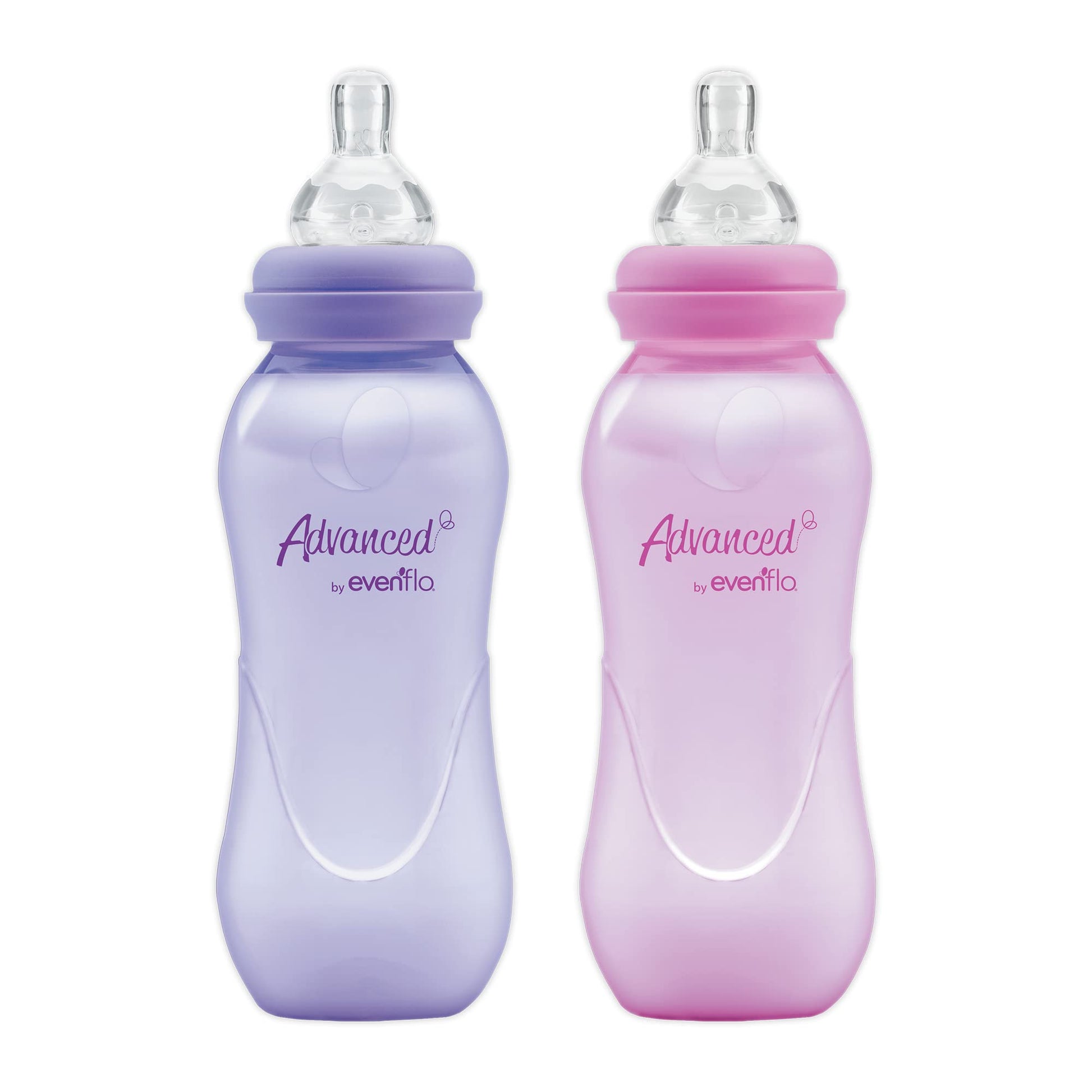 Biberón Evenflo Niña Rosa/morado Flujo Medio Advanced Light 8 Oz Paquete De 2 Para Bebé