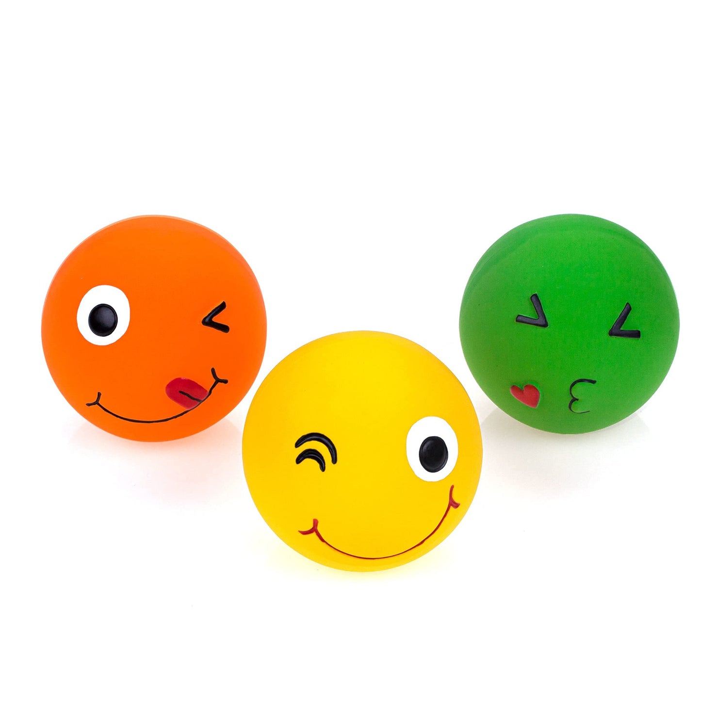 Chiwava 3 Paquetes 2,8 Pulgadas Juguete de látex para Perro chillón Bolas de Cara Sonriente Juego Interactivo de búsqueda para Perros pequeños y medianos