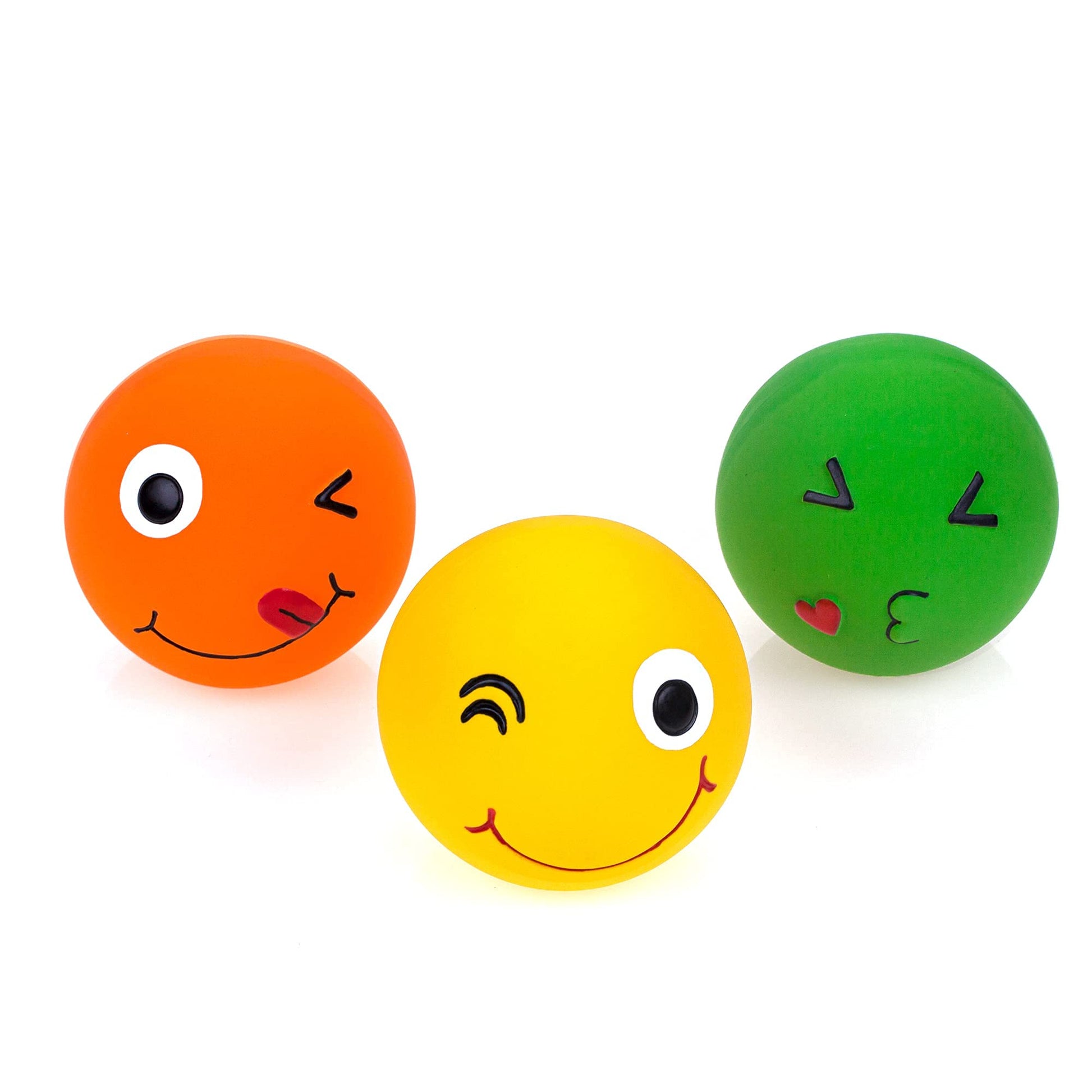 Chiwava 3 Paquetes 2,8 Pulgadas Juguete de látex para Perro chillón Bolas de Cara Sonriente Juego Interactivo de búsqueda para Perros pequeños y medianos