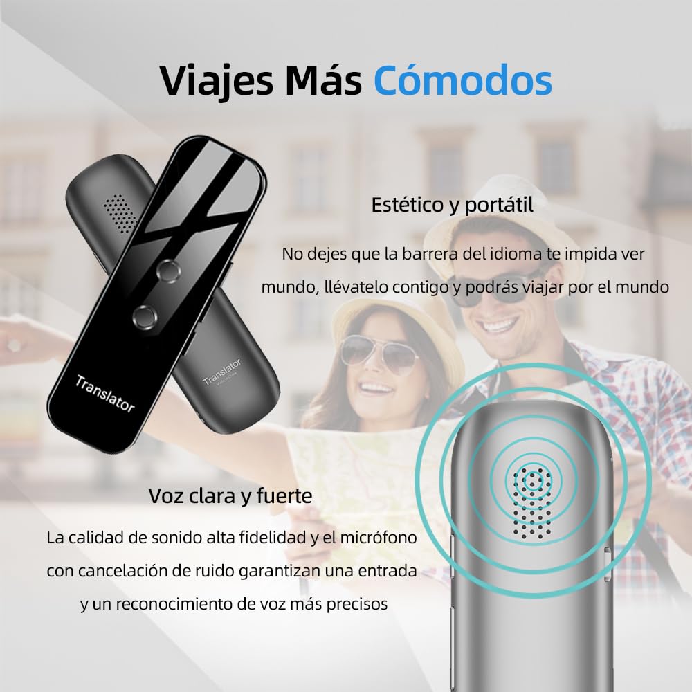 Traductor de Idiomas PEIONO Inteligente Blanco Ligero y Portátil Ideal para Estudio y Viajes