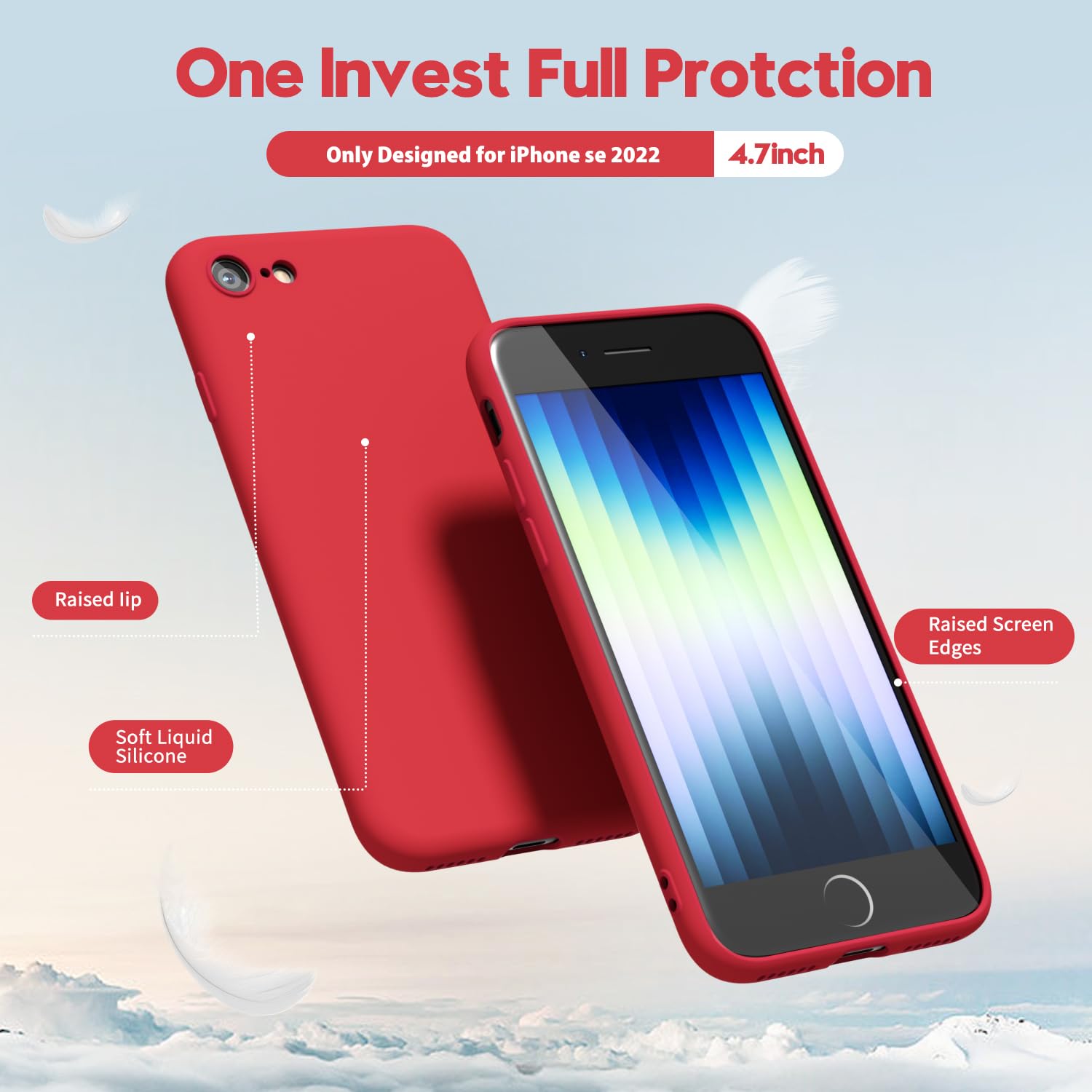 oakxco - Funda para iPhone SE de 3ª generación 2022/2020/2ª silicona, funda para iPhone 7/8, gel de goma suave, elegante, delgada, TPU mate, suave, para mujeres y niñas, lindas, rojo