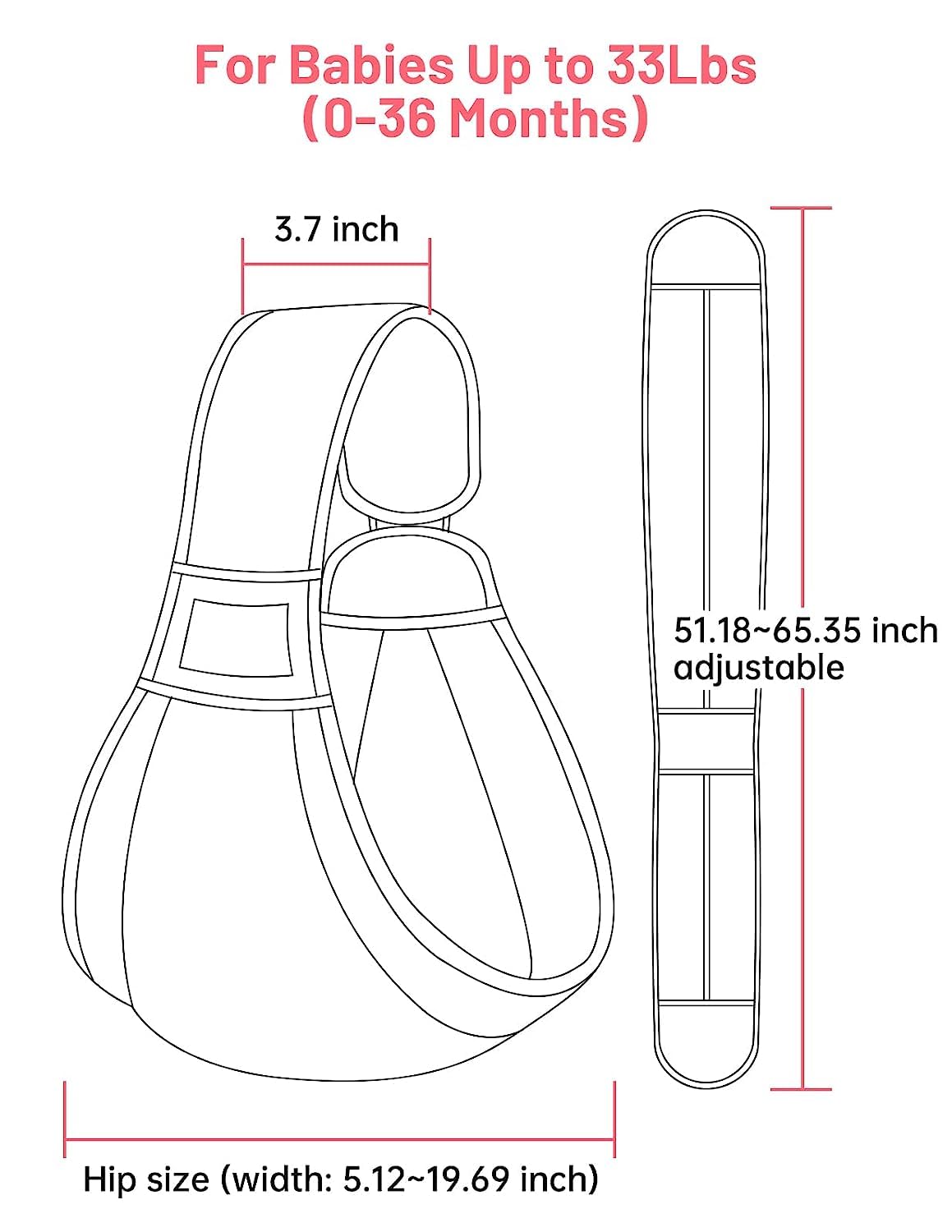 Mumgaroo - Portabebés para bebé, con un hombro, ergonómicamente ajustable, para bebés recién nacidos a niños pequeños, para entrar y salir rápidos, talla única