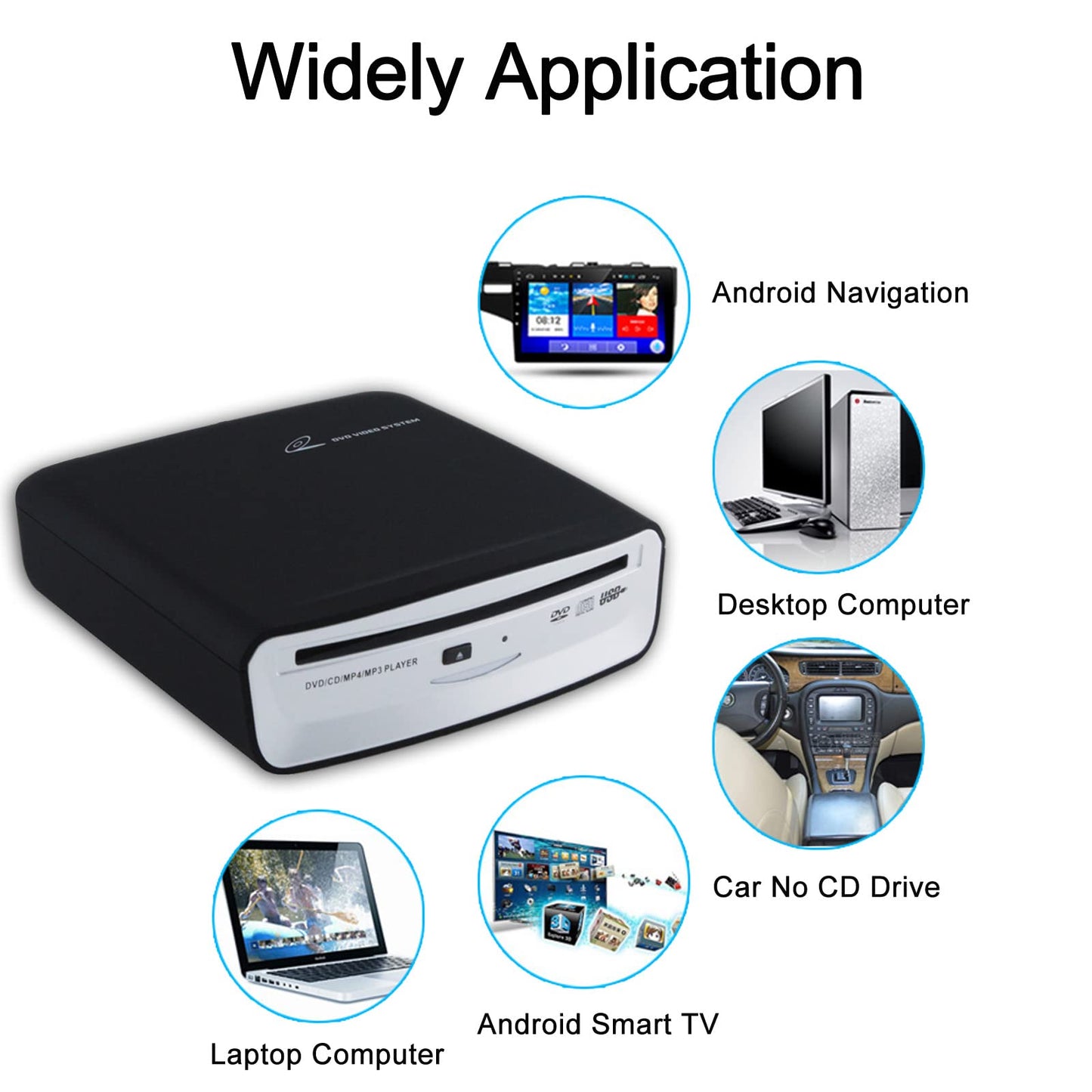 USB externo coche reproductor de CD Universal reproductor de CD USB conexión USB reproductor de CD portátil para coche Android de navegación /TV/Macbook pro/ portátiles de escritorio con puerto USB Plug and Play