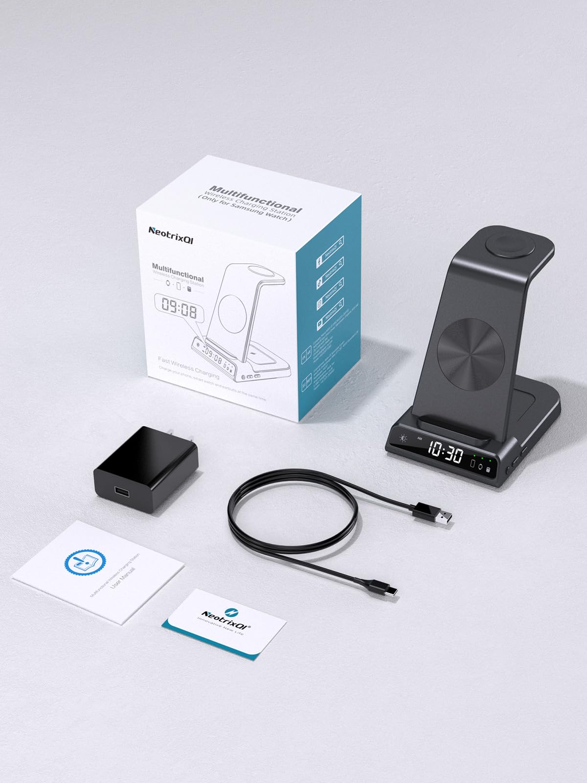 Cargador inalámbrico para estación de carga Samsung, cargador inalámbrico de teléfono Android 3 en 1 para Samsung Galaxy S24 Ultra/S23 Ultra/Z Flip 5/Fold 5/Bud, cargador para Galaxy Watch 6/5/4 (solo