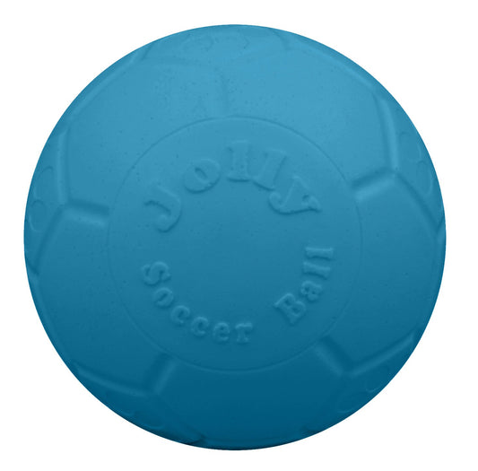 Jolly Pets Pelota de fútbol Grande Flotante para Perro, Juguete de 8 Pulgadas de diámetro, Azul océano