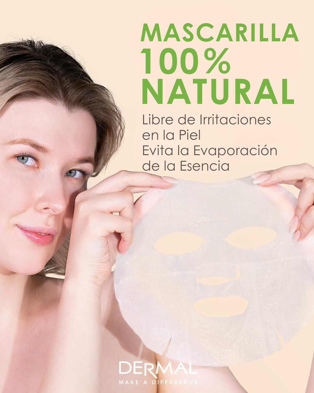 DERMAL Korea 10 Mascarillas Cucumber con Pepino, Colágeno y Vitamina E
