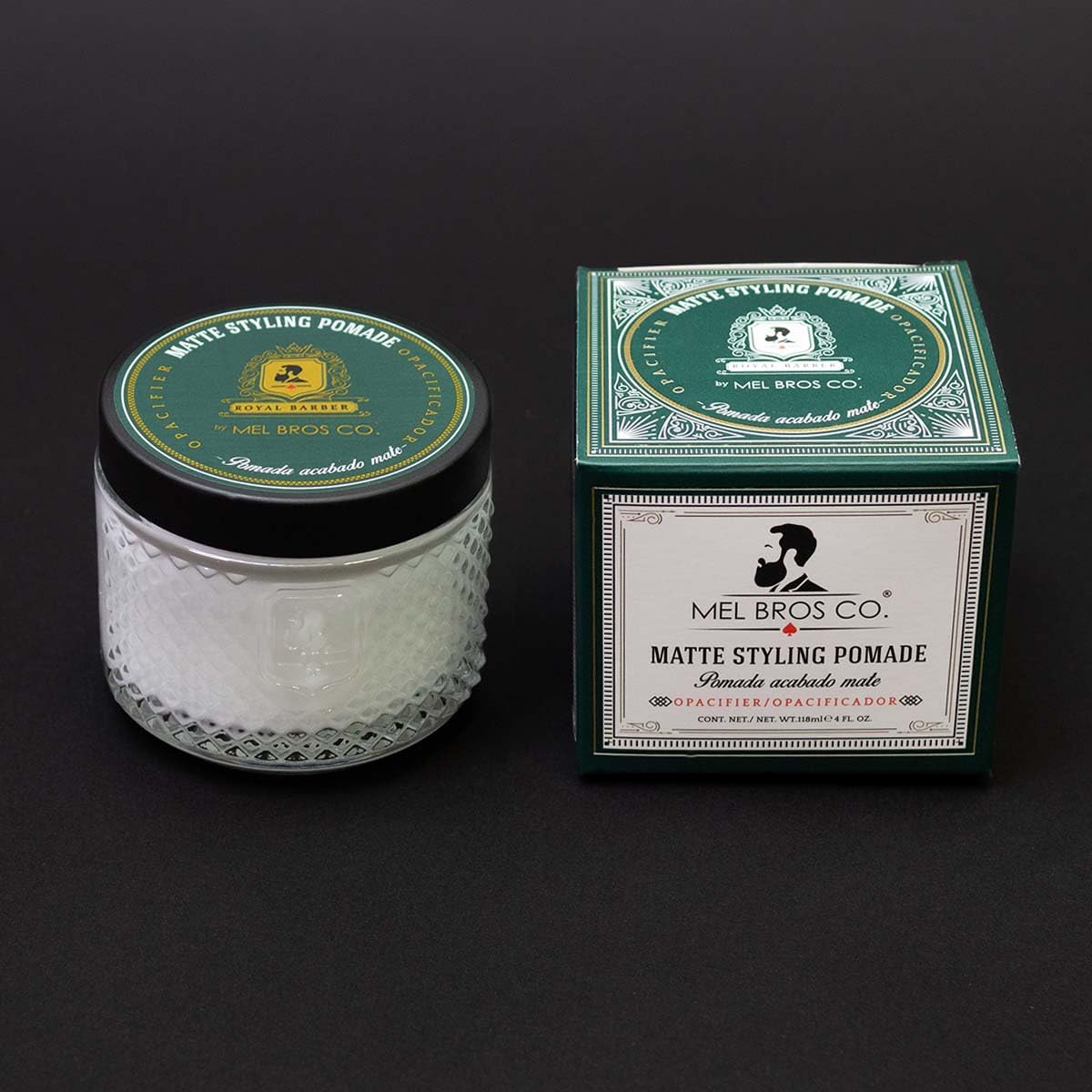 MEL BROS CO. - ROYAL BARBER Hair Styling Pomade - Pomada para estilizar Cabello (4oz / 118 ml, Mate)