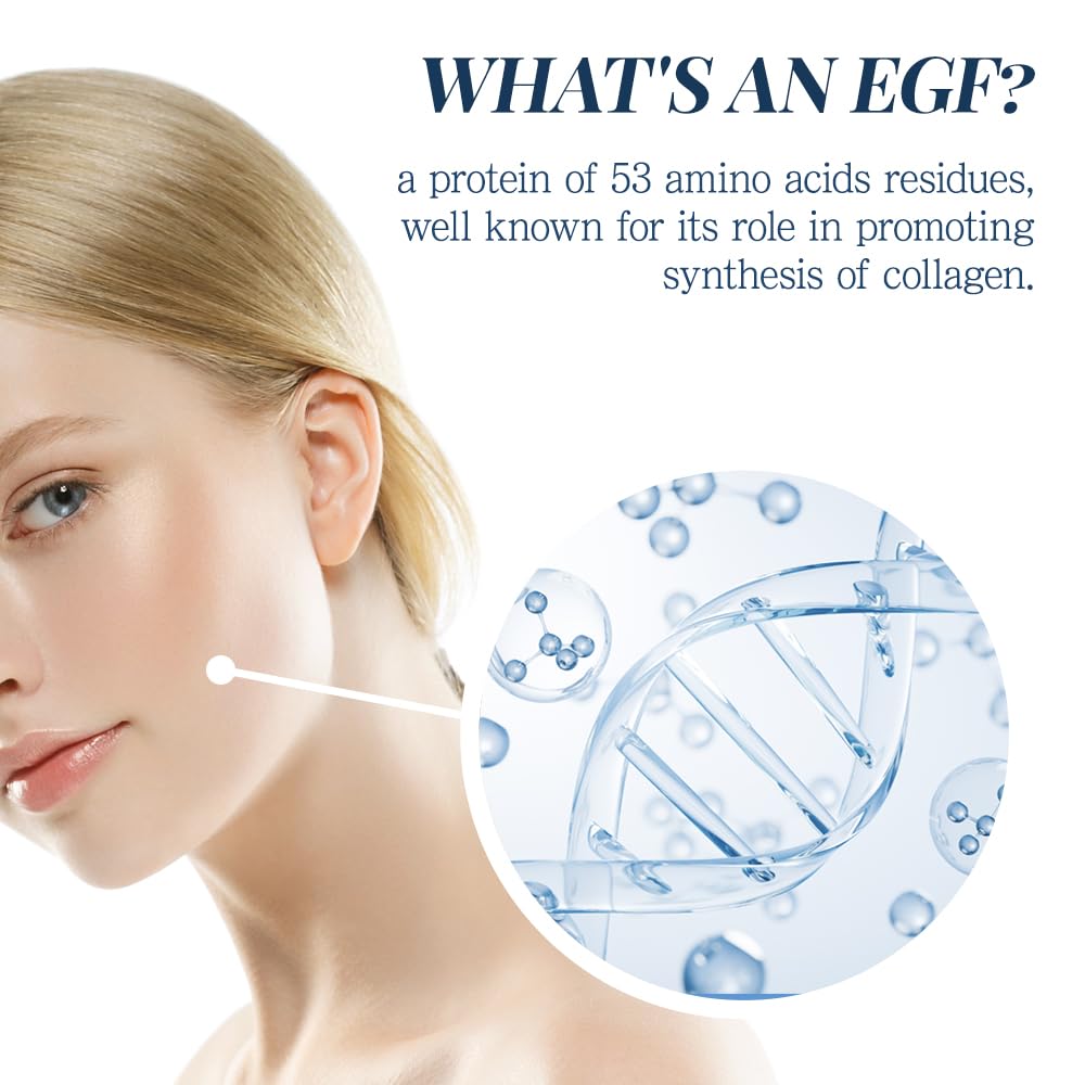 Suero EGF con factor de crecimiento epidérmico, 1,7 onzas líquidas/50 ml, ingredientes cosméticos para el suero facial, suero para la piel, factor de crecimiento EGF coreano, EGF, abundante después