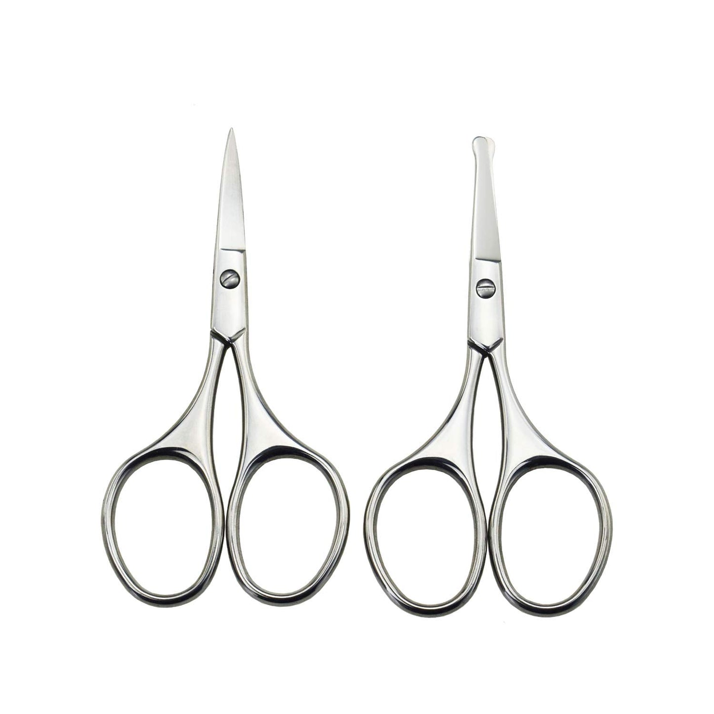 Motanar - Tijeras de punta redonda de 3.4 pies para recortar el cabello, cejas, barba, bigote, multiusos, redondo, herramienta de cuidado del cabello, para hombres, mujeres y bebés (kit plateado)