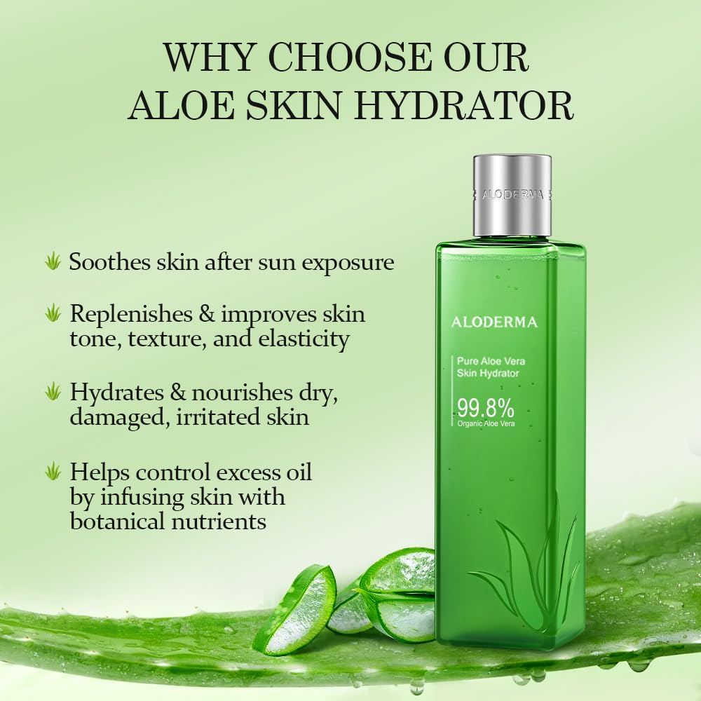 Jugo Orgánico de Aloe Vera Aloderma para Hidratación de la Piel (240ml, 8.1 oz)