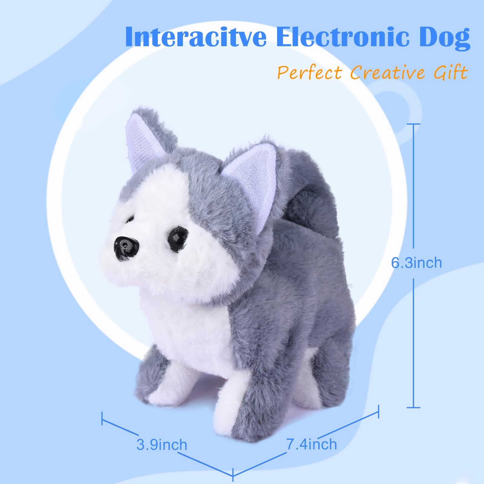 Juguete de Peluche Electrónico Interactivo WorWoder Husky para Cachorros para Caminar, Ladrar y Mover la Cola para Niños