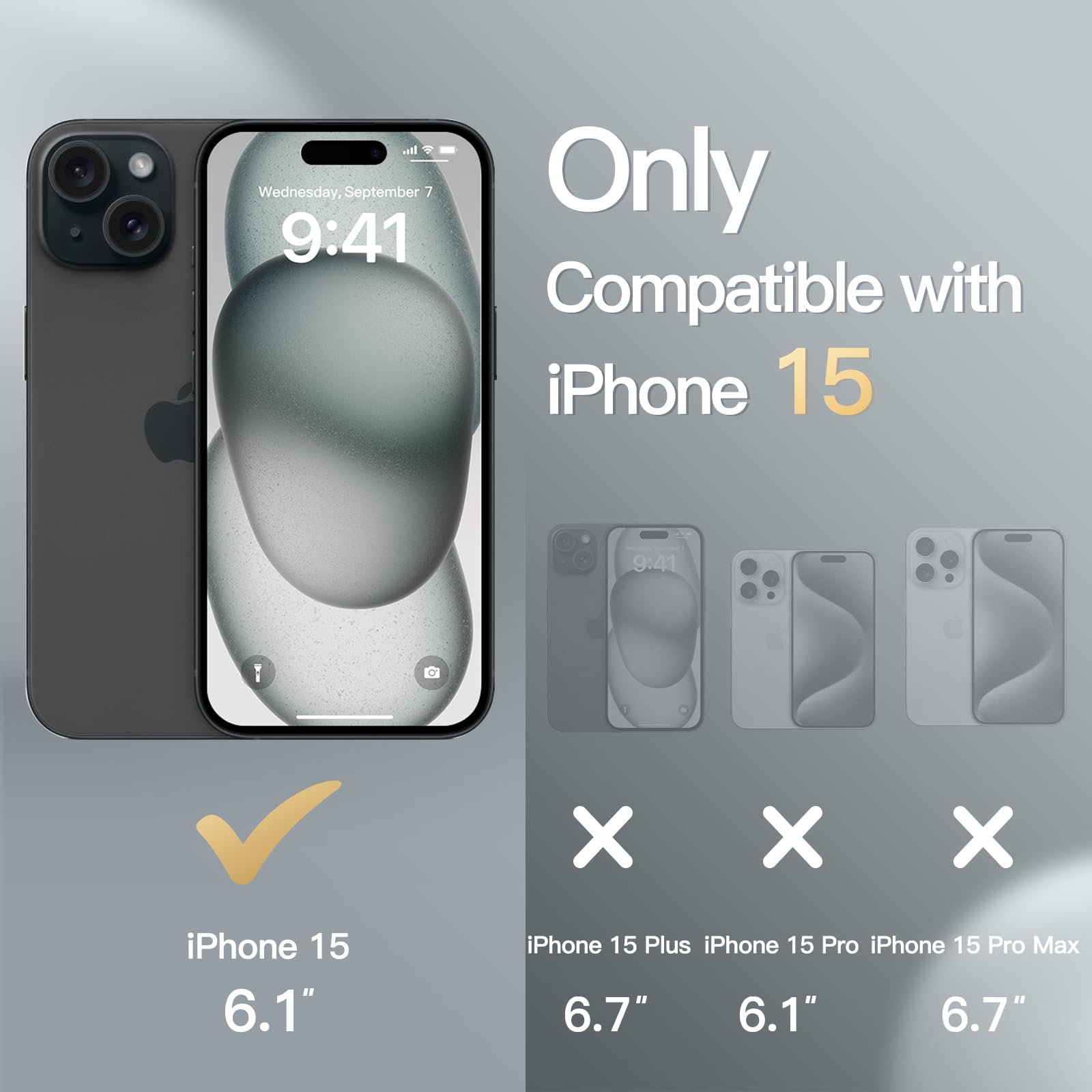 JETech Funda Billetera para iPhone 15 6.1 Pulgadas, Carcasa Flip Magnética de Cuero PU Antigolpes con Tarjetero, Función de Soporte y Protección Completa Cámara (Negro)