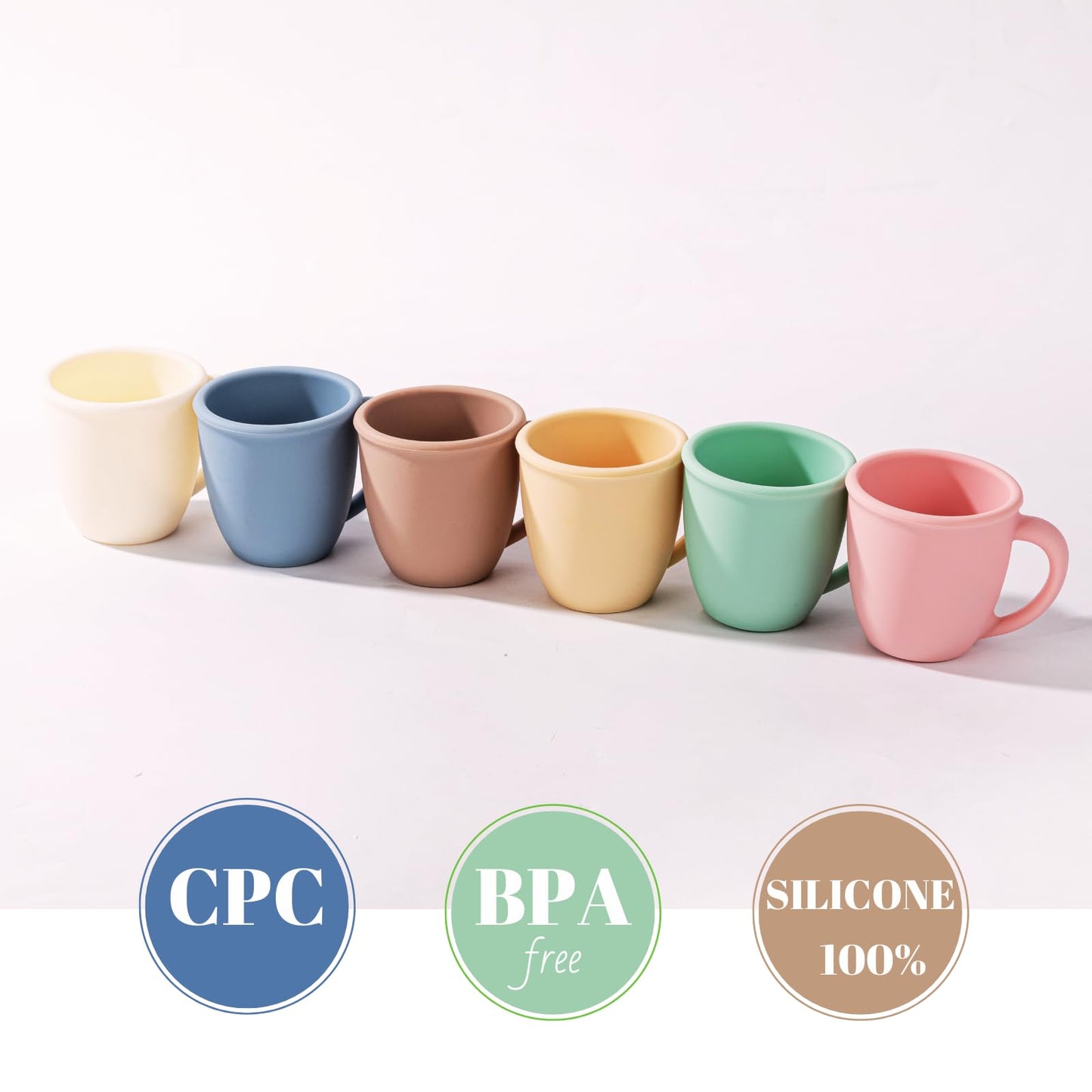 Vemolea Vaso de Silicona con Asas para bebés, para niños pequeños y niños pequeños, Vaso de Aprendizaje Abierto para Mayores de 6 Meses, 113 g (Juego de 2) (Rosa y Verde)