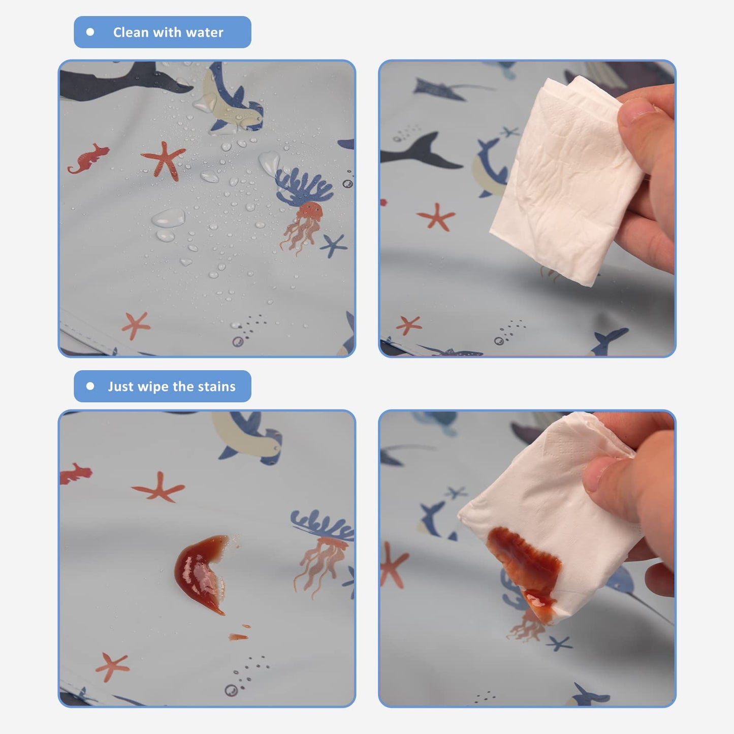HALAA VAUVA Baberos de manga larga para bebés, impermeables, a prueba de desorden, overol, bata de bebé fácil de limpiar con bolsillo para recoger alimentos para alimentar, comer, lavable, camisa de destete para niños y niñas