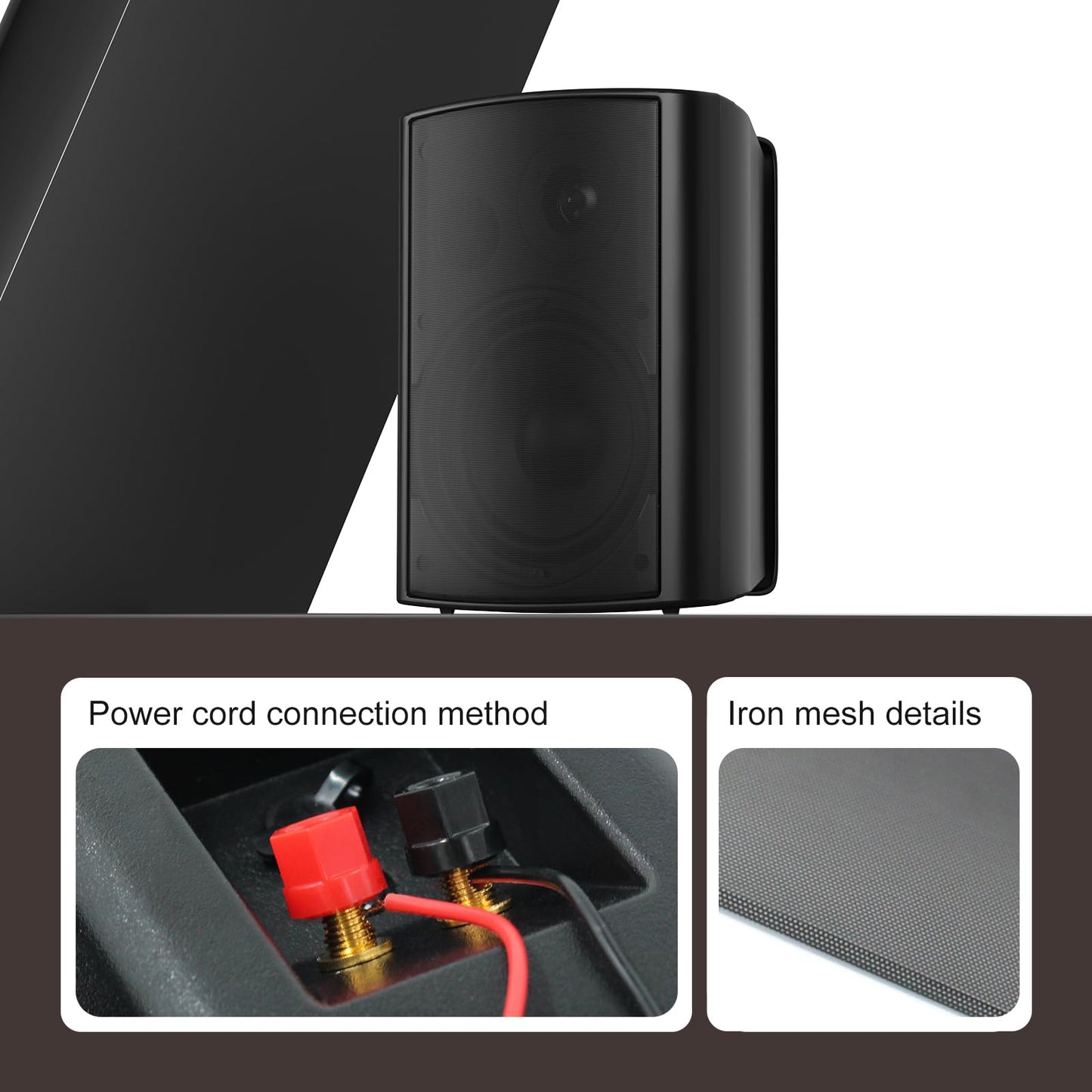 STUDIOFINIX Altavoces de Pared de 6,5 Pulgadas, Sistema de Altavoces pasivos para Exteriores de 400W/par, Material ABS Resistente para el Patio, el Garaje y la Piscina (Negro)