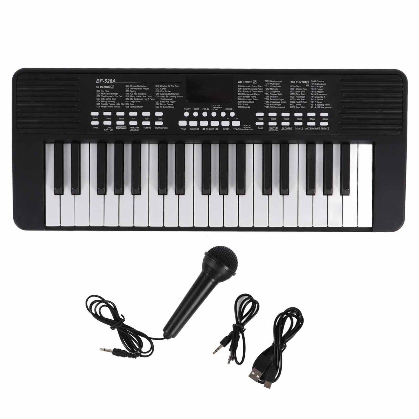 Teclado Electrónico Recargable de 37 Teclas Instrumentos Musicales con Conector para Auriculares