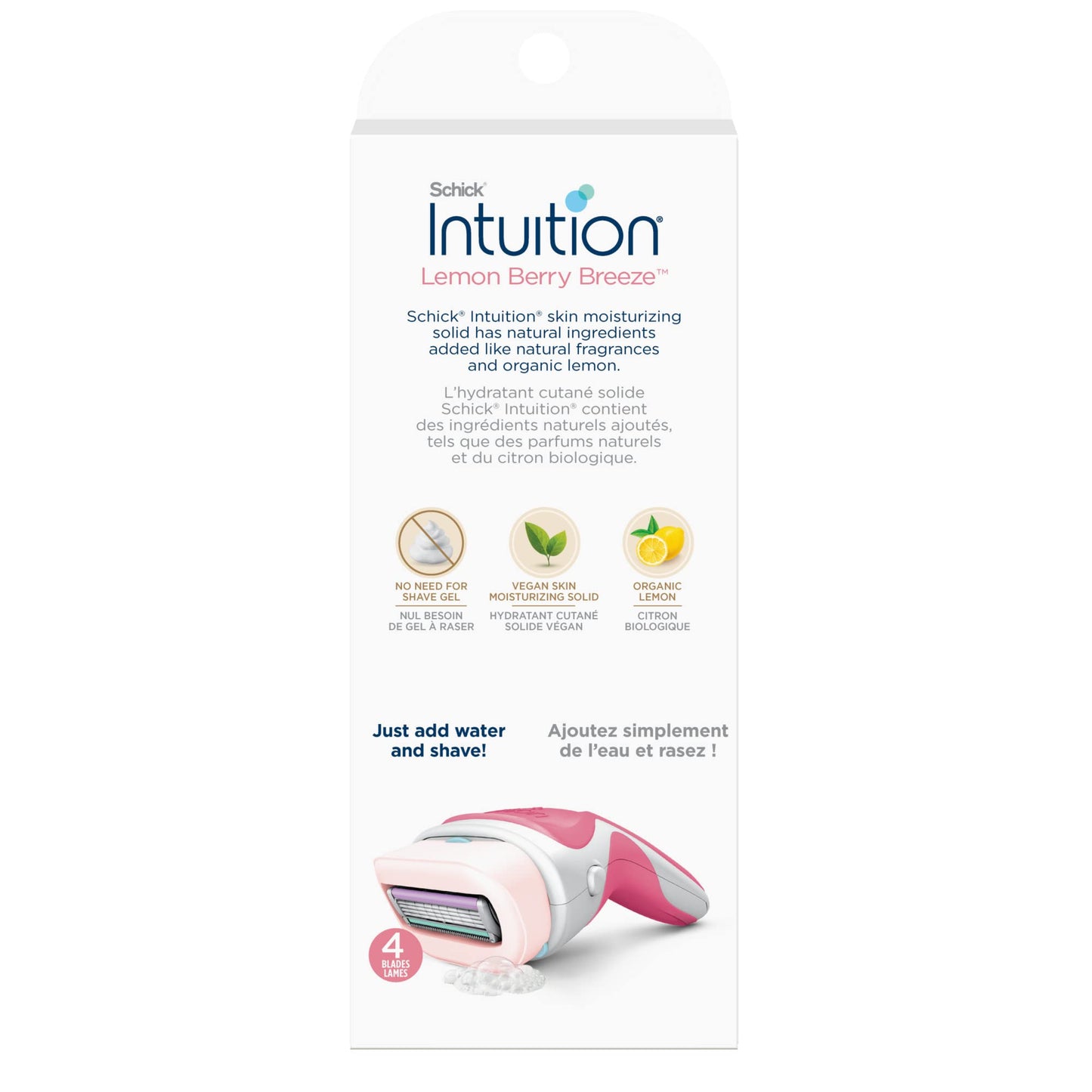 Schick Intuition - Maquinillas de afeitar de limón y bayas para mujer | 1 maquinilla de afeitar y 2 cuchillas de afeitar de intuición con limón orgánico