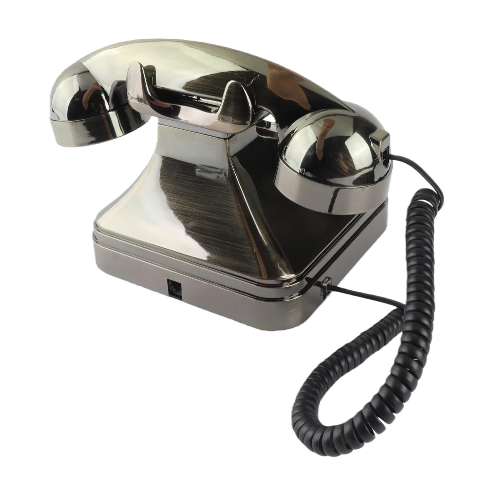 FastUU Teléfono Fijo Vintage Bronce, Teléfono Antiguo con Almacenamiento de Números y Timbre Mecánico