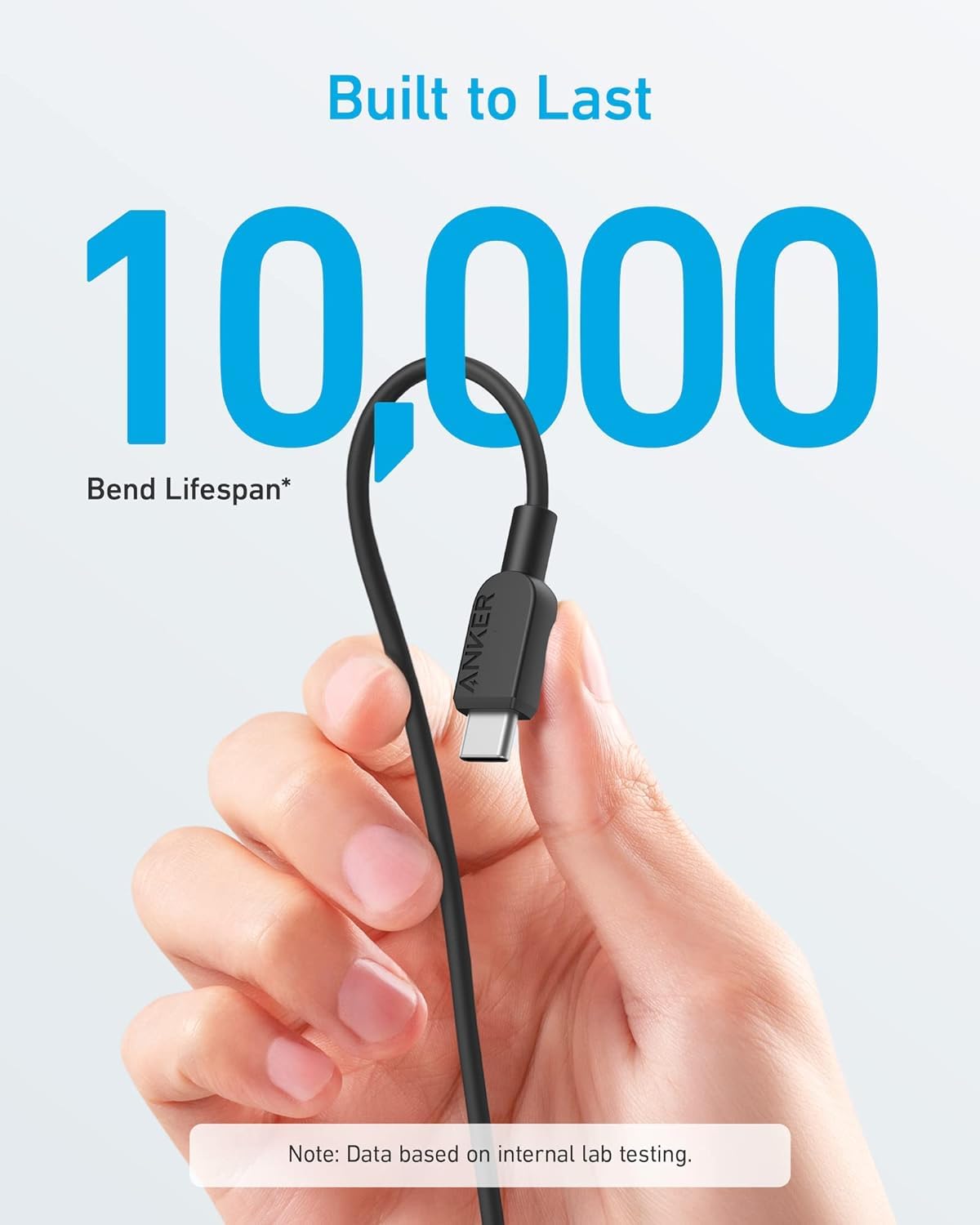 Cable USB C Anker 310 Negro Carga Rápida para Samsung Galaxy S23, iPad Pro 2021 y Más