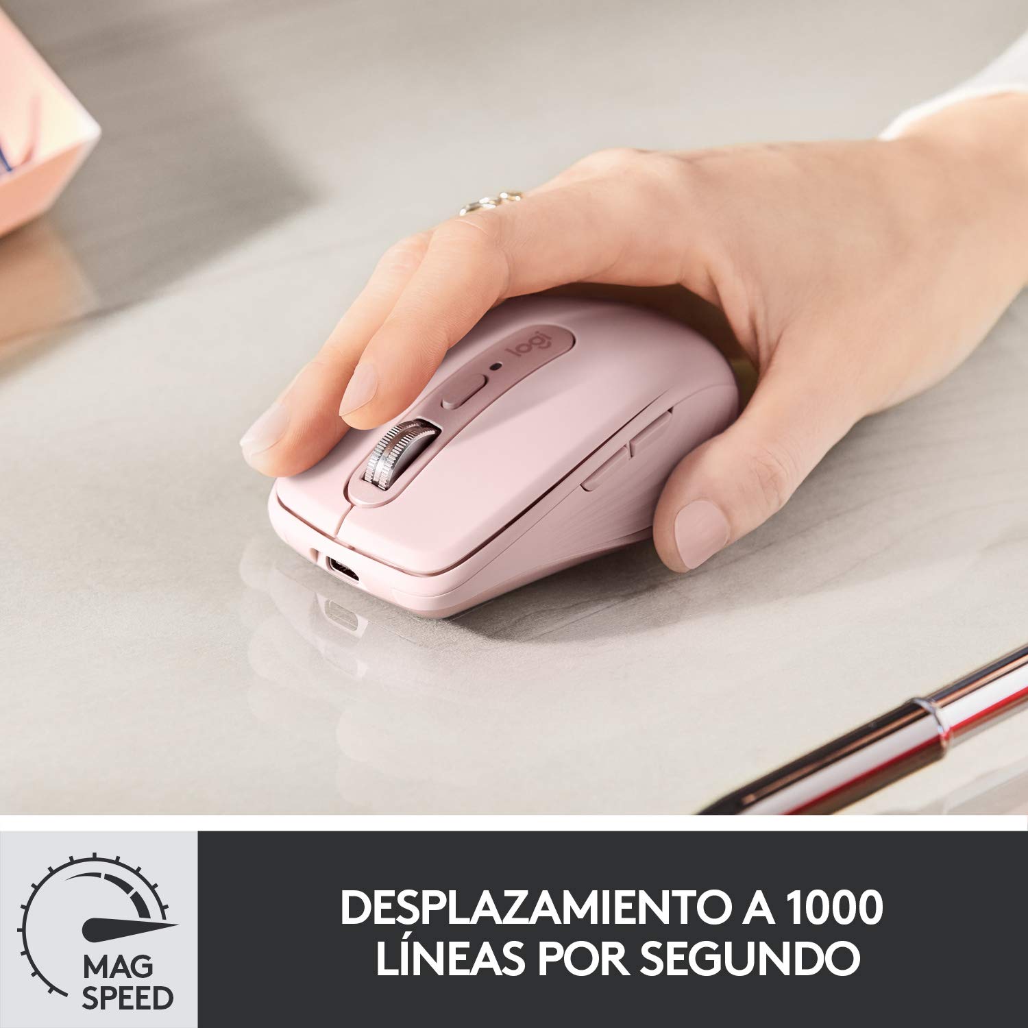 Logitech MX Anywhere 3 Mouse Compacto de Alto Desempeño, Inalámbrico, Scroll Rápido, 4000DPI, Botones Personalizables, USB-C, Bluetooth, Mac/iPad/Windows/PC/Linux/Chrome - Rosa