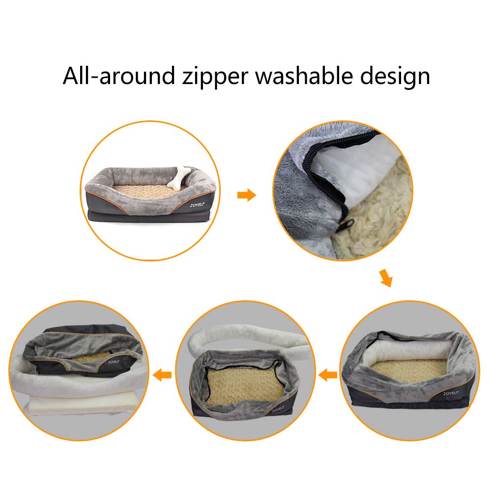 Cama Ortopédica para Perros JOYELF Mediana viscoelástica Lavable con Juguete Chirriante