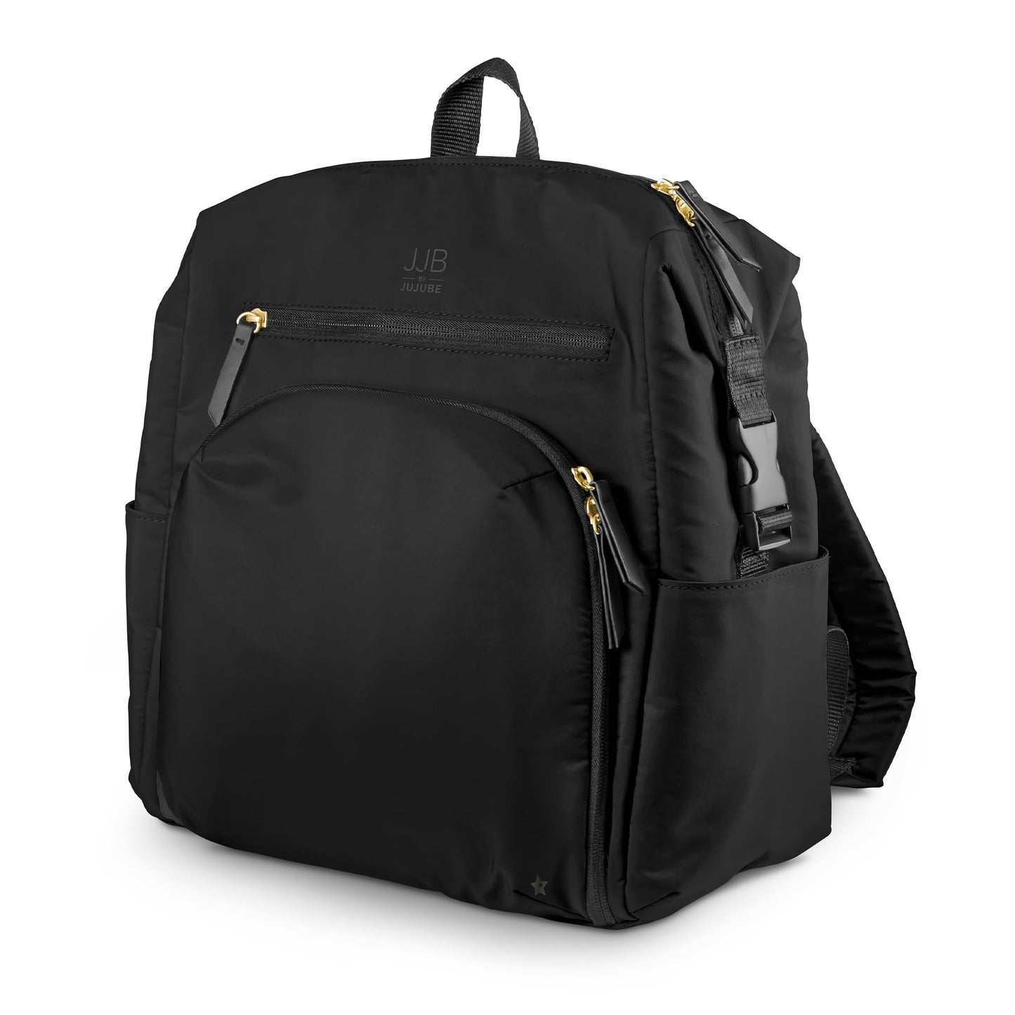 Mochila para pañales JuJuBe con cambiador, organizador de gran capacidad de 11 bolsillos, 2 bolsillos interiores aislados para botellas, bolsillo para toallitas, correas para cochecito, funda para