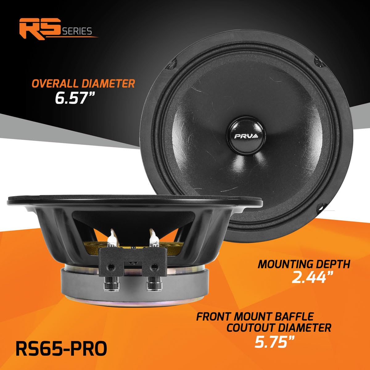 PRV AUDIO - Altavoces de rango completo para coche de 6.5 pulgadas, 200 vatios por par, 4 ohmios RS65-PRO, altavoz de repuesto OEM de alta calidad, ideal para sistema de sonido estéreo de coche con