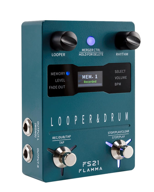 Máquina de Pedal Estéreo FLAMMA FS21 Generador de Bucle para Guitarra y Batería con Pantalla y Capacidad de Grabación en Bucle de 160 Minutos