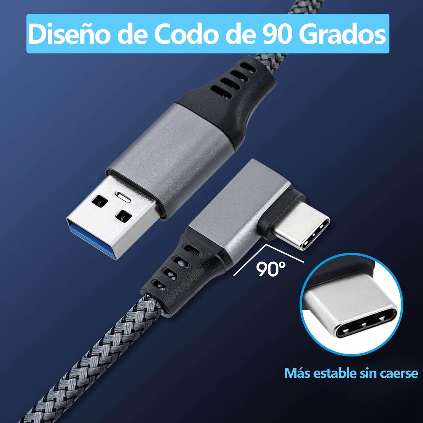 Cable Link de Transferencia YUTVXAC Negro para Oculus Quest 3 con Alta Velocidad y Carga Rápida para Juegos VR