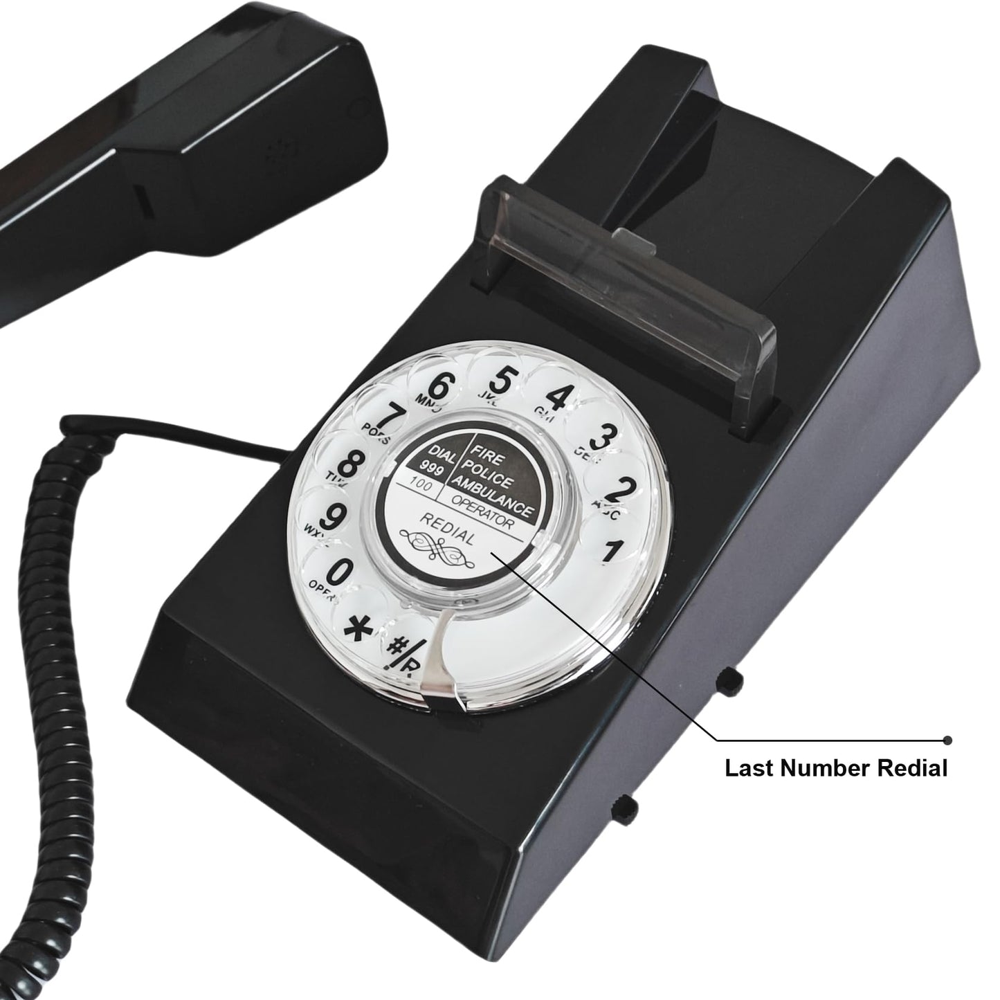 Teléfono retro Artisam, teléfono de pared con cable clásico, teléfono fijo antiguo, esfera rotativa, para oficina en casa, hotel, escuela (negro)