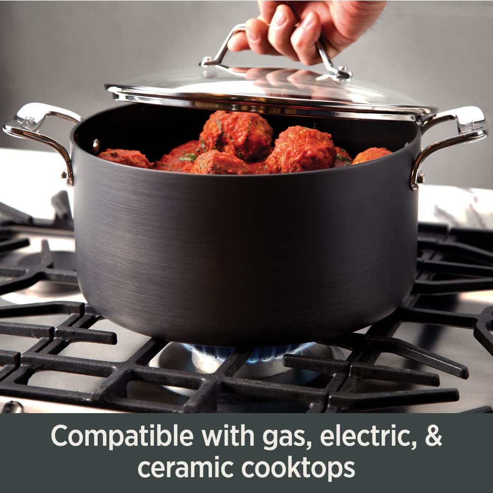 All-Clad Essentials - Juego de utensilios de cocina antiadherentes anodizados duros, 10 unidades, aptos para horno, ollas y sartenes 350F, color negro