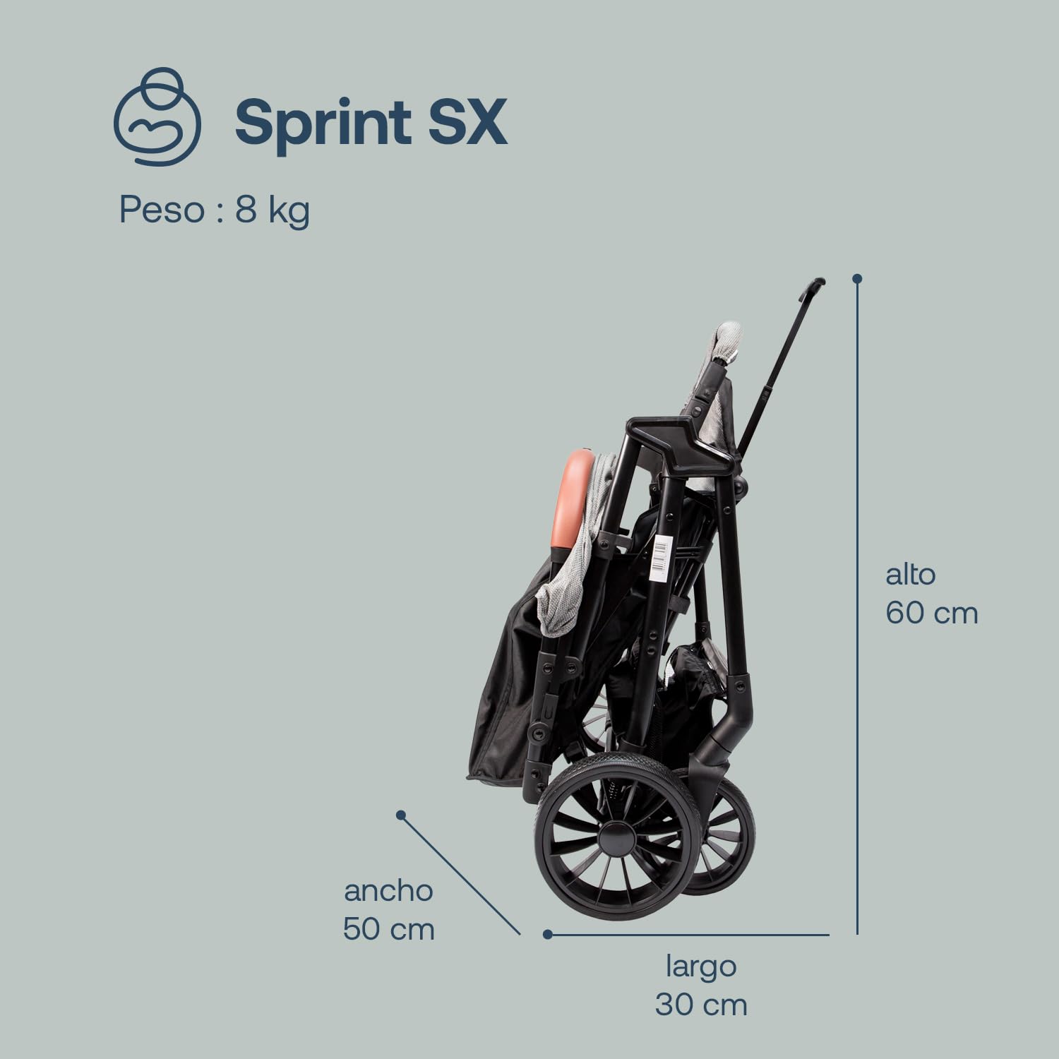 Bebesit Carriola para Bebe Sprint | Carriola de Bastón Ligera con Cinturón de 5 Puntos | Recién Nacidos a 4 Años | Carriola de Viaje con Toldo, 3 Paneles, Reposa Pie Ajustable y Canasta Portaobjetos