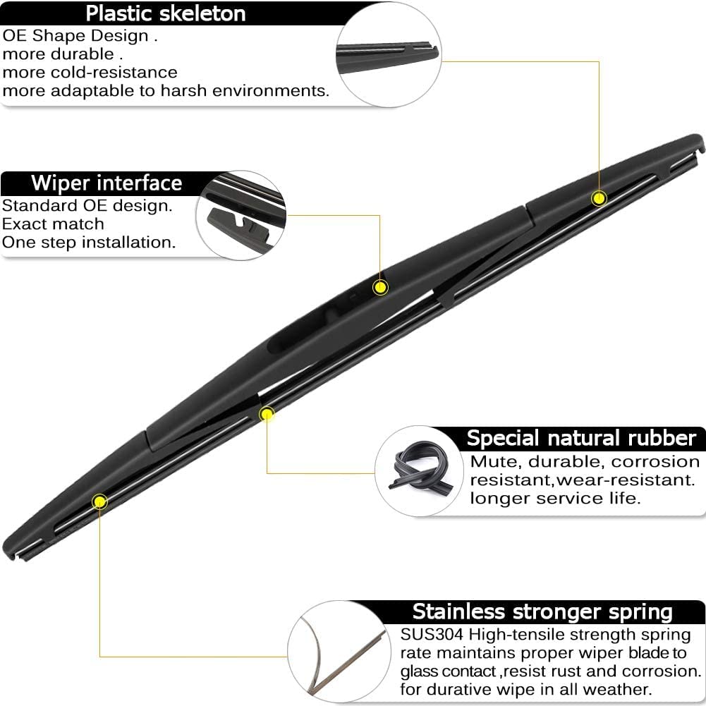 AUTOBOO - Limpiaparabrisas de 26 pulgadas + 17 pulgadas con limpiaparabrisas trasero de 14 pulgadas de repuesto para Subaru Forester Outback Legacy 2014-2018, calidad de fábrica original (paquete de